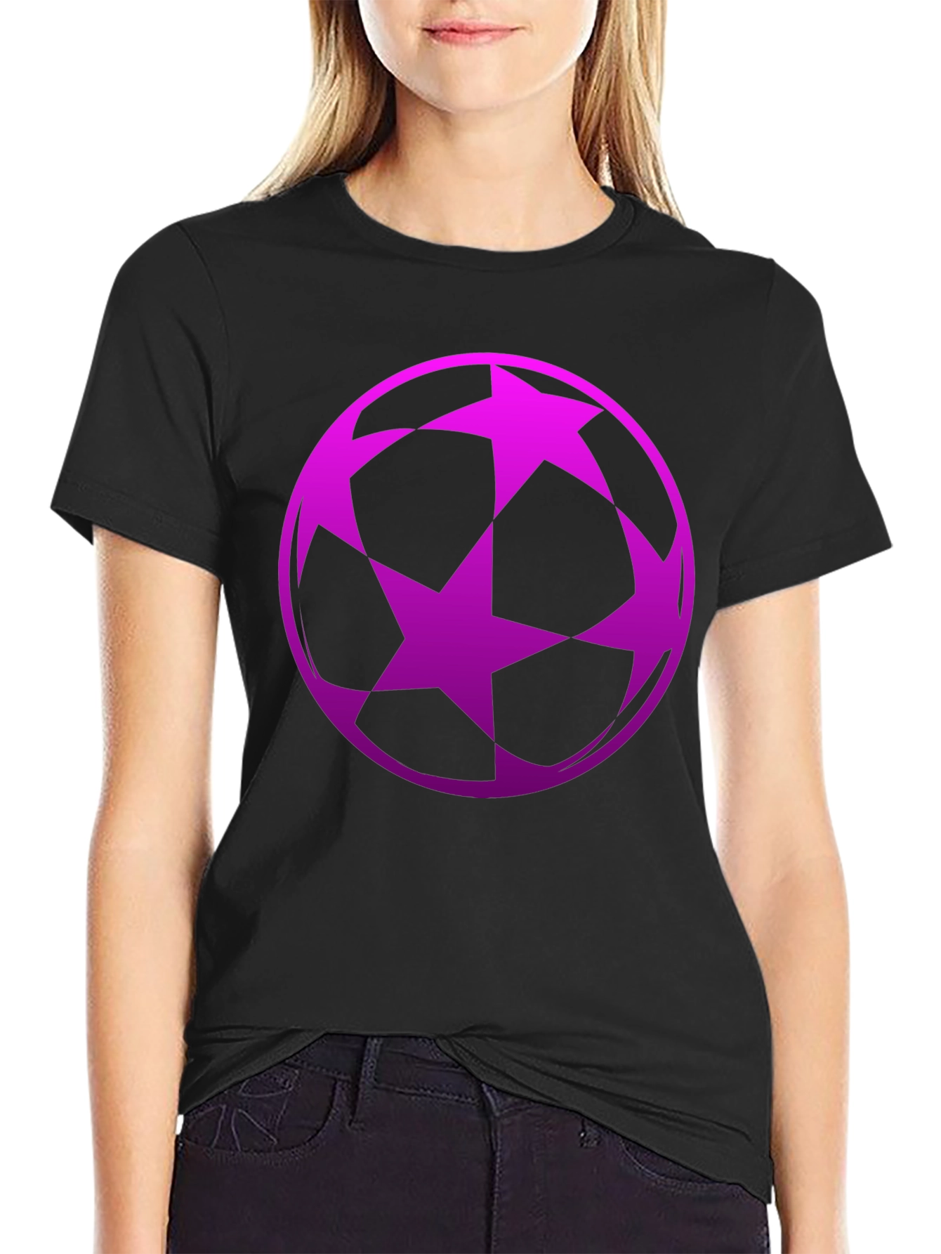 Black Soccer Star Graphic Tee - Black view 2