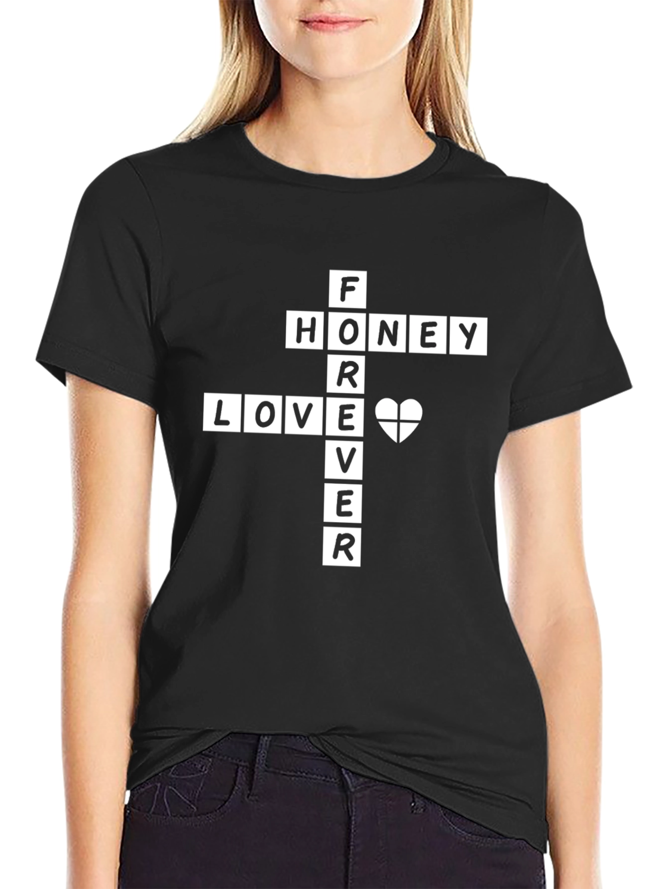 Black Forever Love Honey Graphic Tee view 2