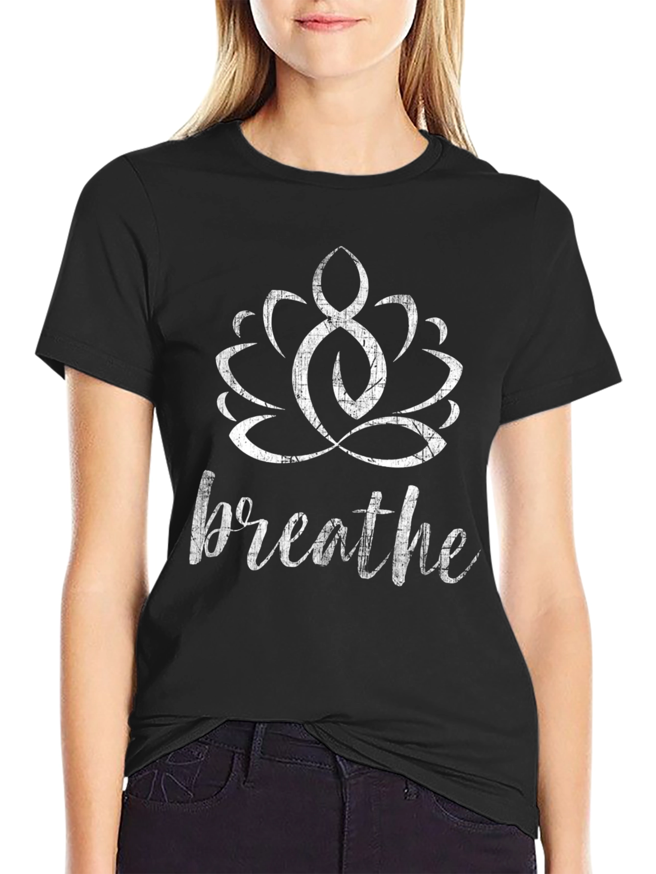Black Breathe Lotus Graphic Tee - Men's Black T-Shirt view 2