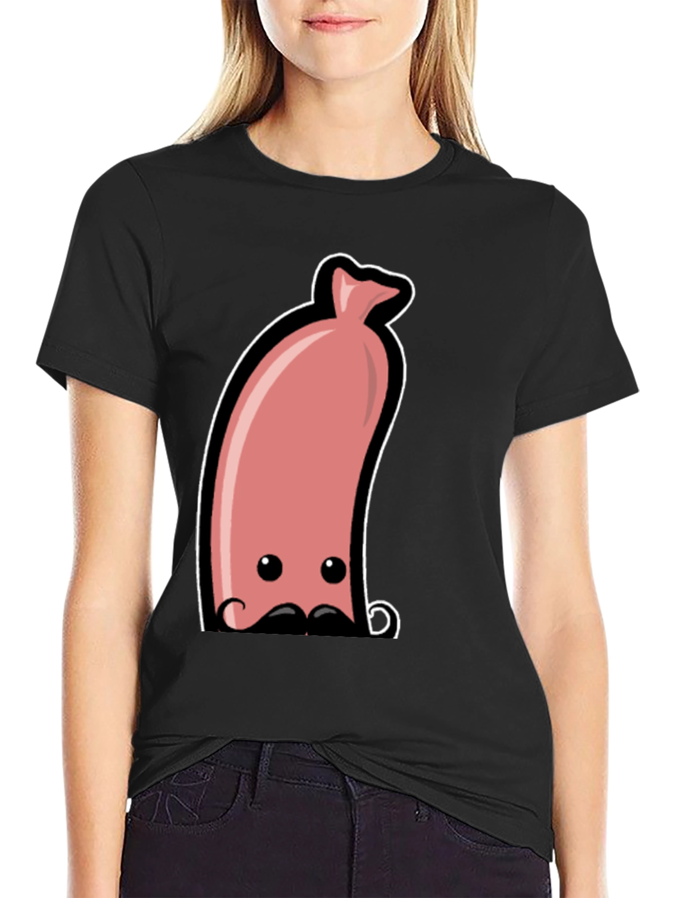 Black Funny Sausage Graphic Tee - Men's Black T-Shirt view 2