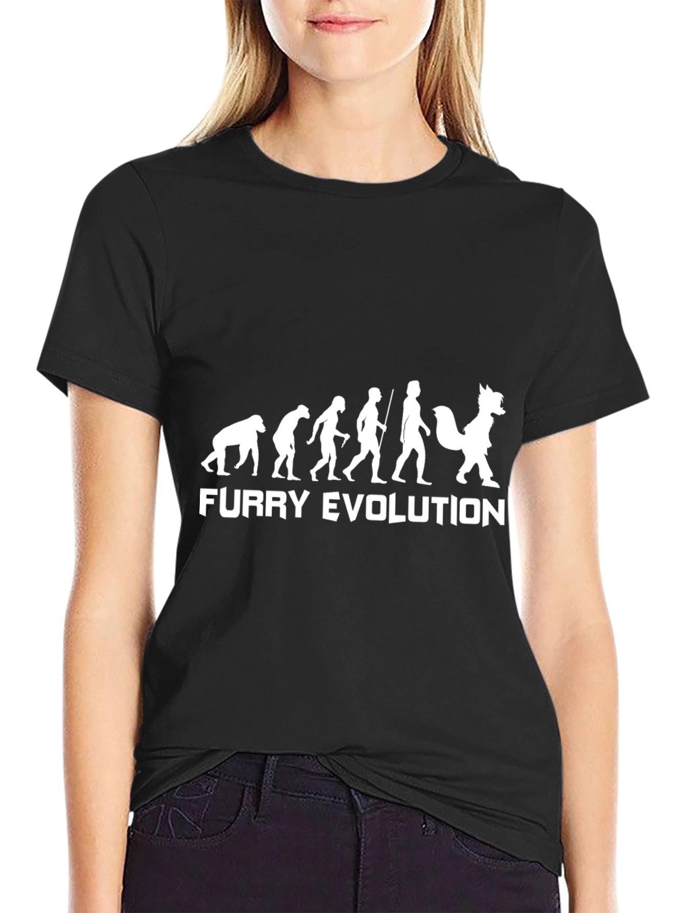 Black Furry Evolution Graphic Tee - Black Cotton T-Shirt view 2