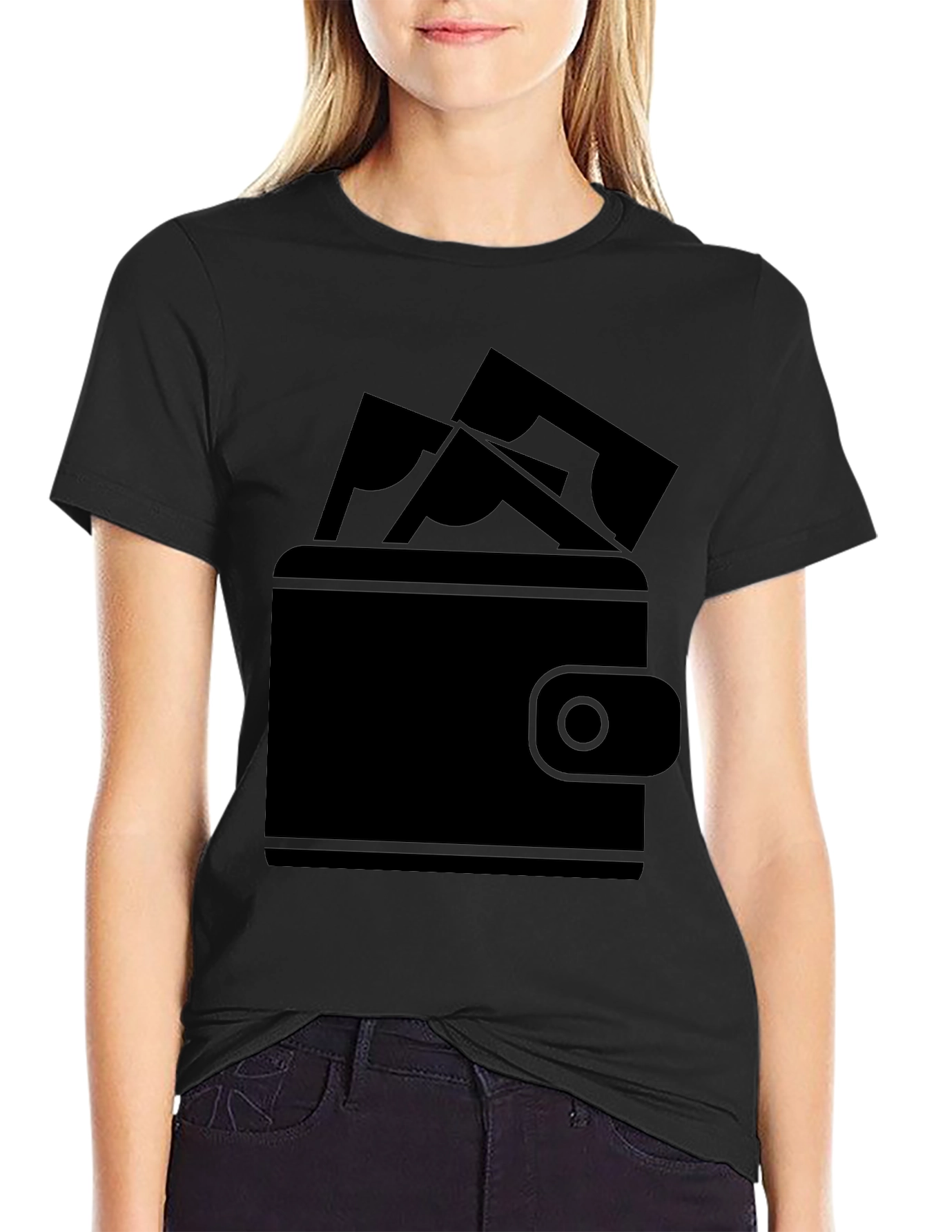 Black Money Wallet Graphic Tee - Black view 2