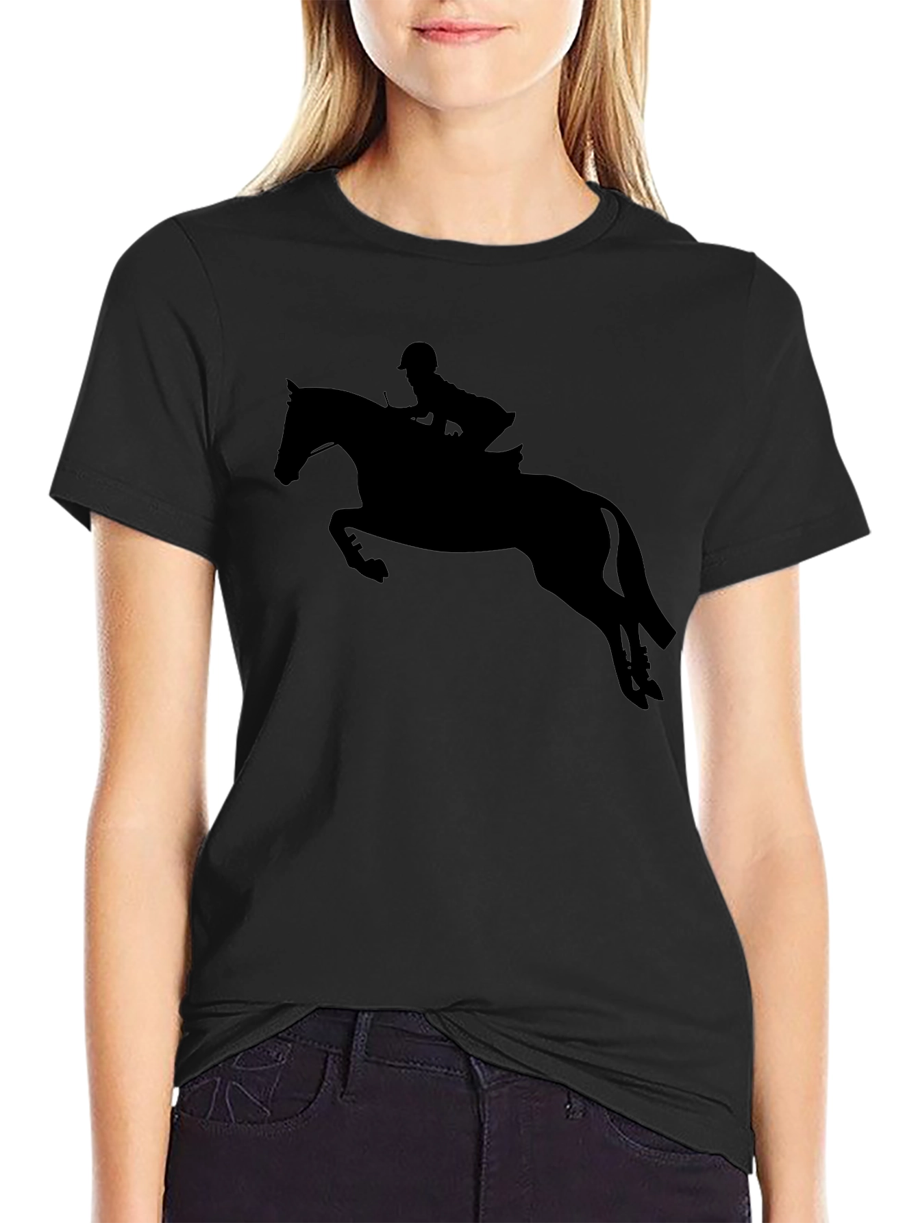 Black Equestrian Silhouette Black T-Shirt view 2