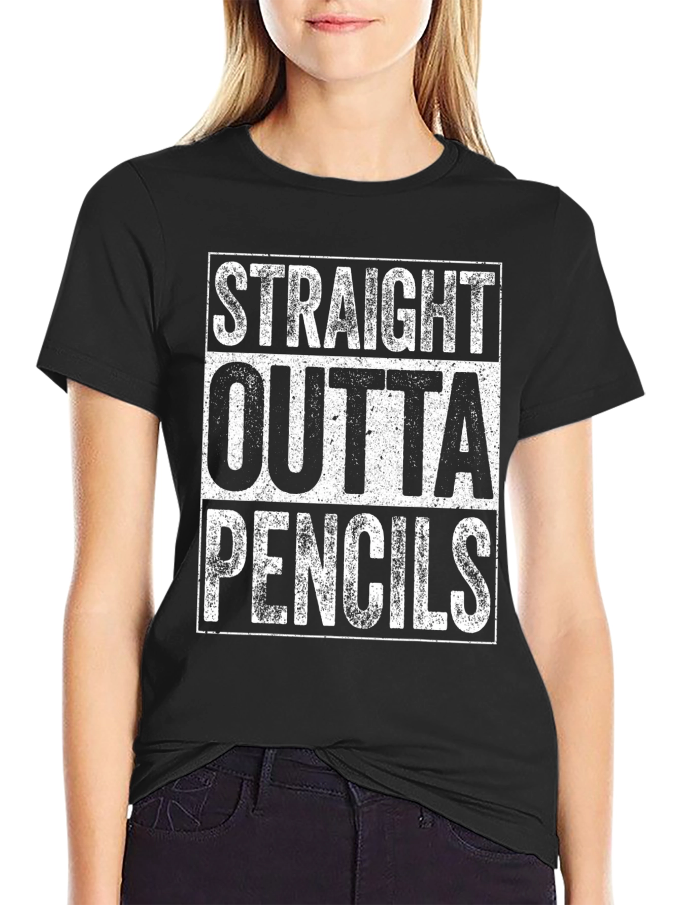 Black Straight Outta Pencils Graphic Tee view 2