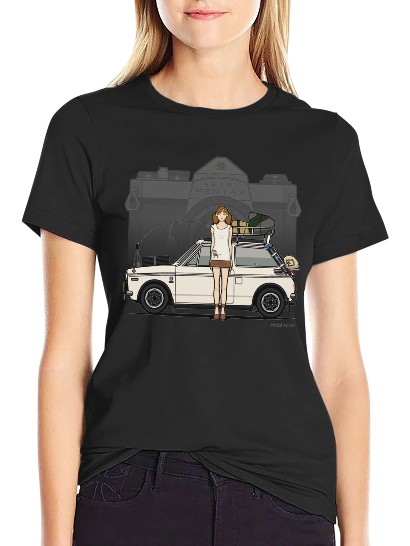 Black Vintage Camera Car T-Shirt - Retro Style view 2