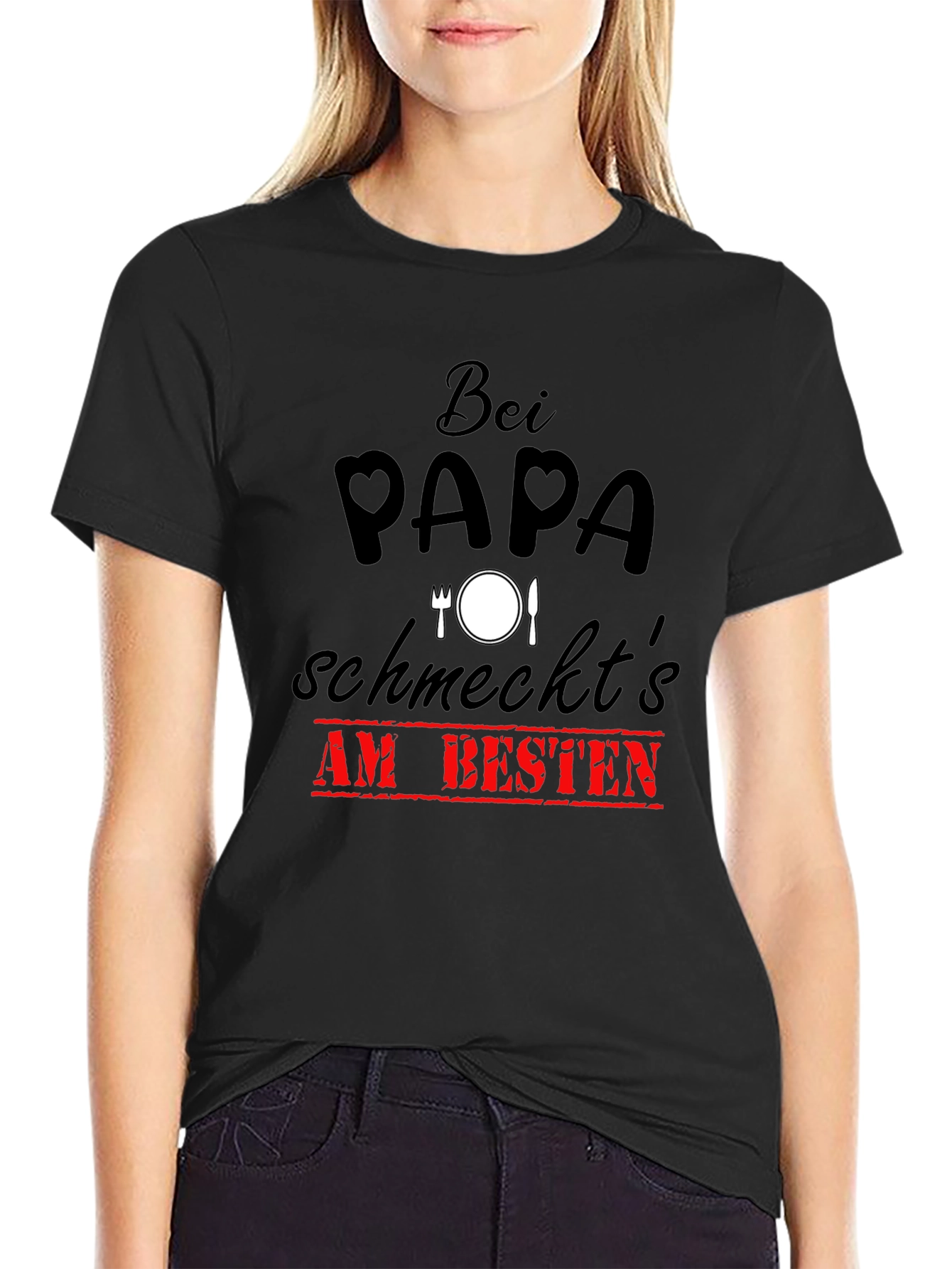 Bei Papa Schmeckt's Am Besten Black T-Shirt - 2