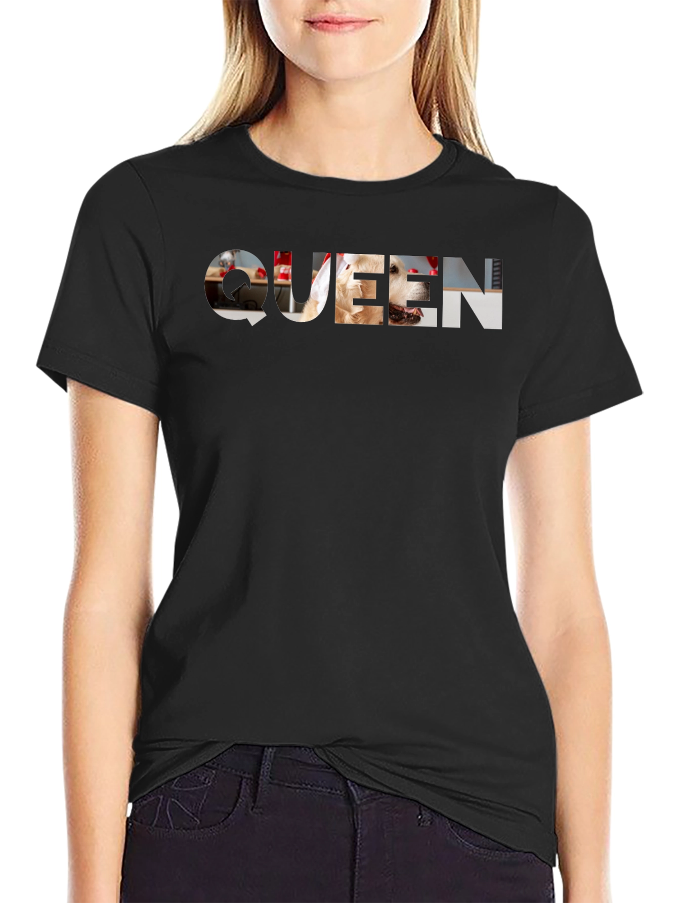 Black Queen Dog Graphic Tee - Black view 2