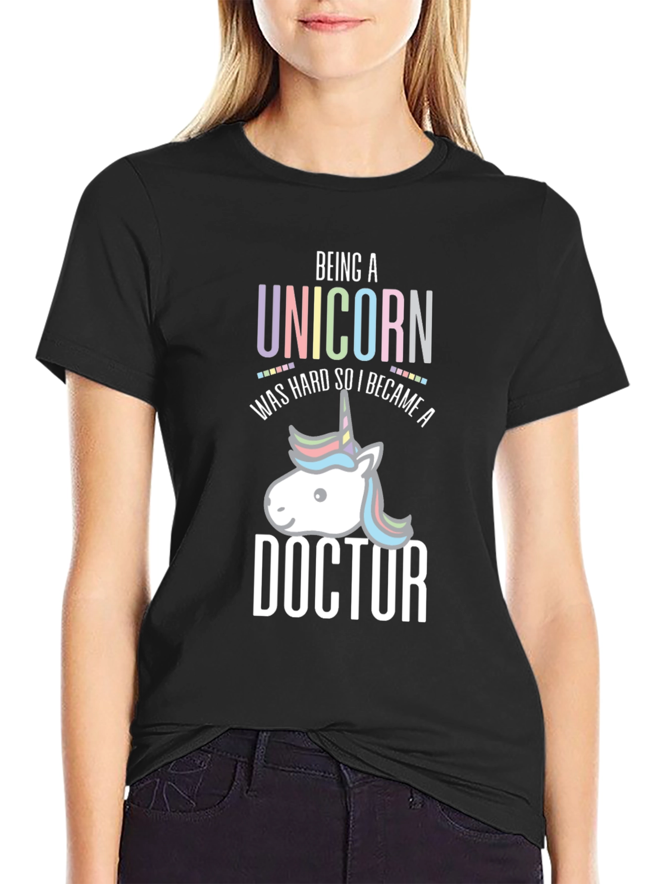 Black Unicorn Doctor T-Shirt - Funny Medical Tee view 2