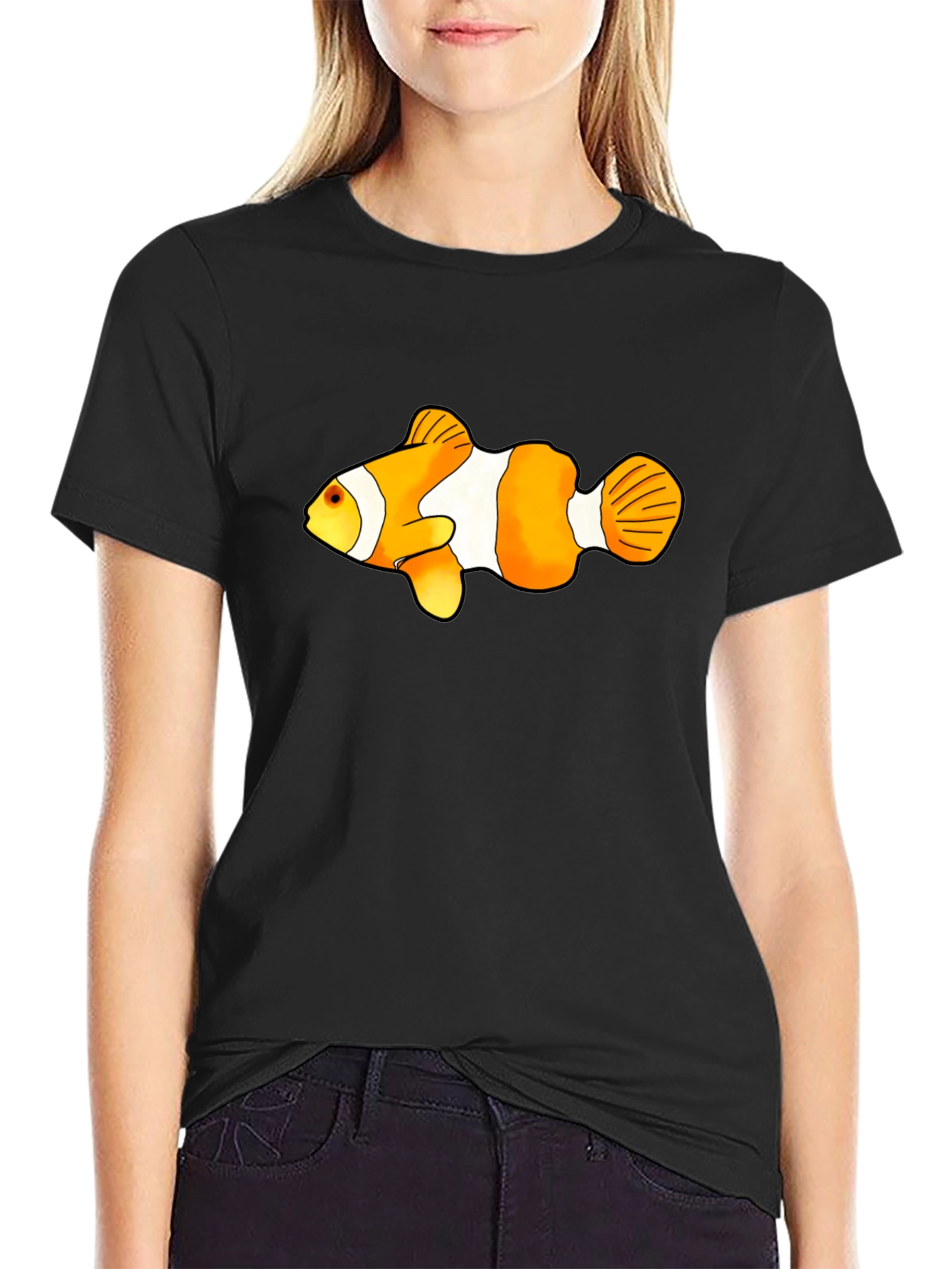 Black Clown Fish Graphic Tee - Black Cotton Blend view 2