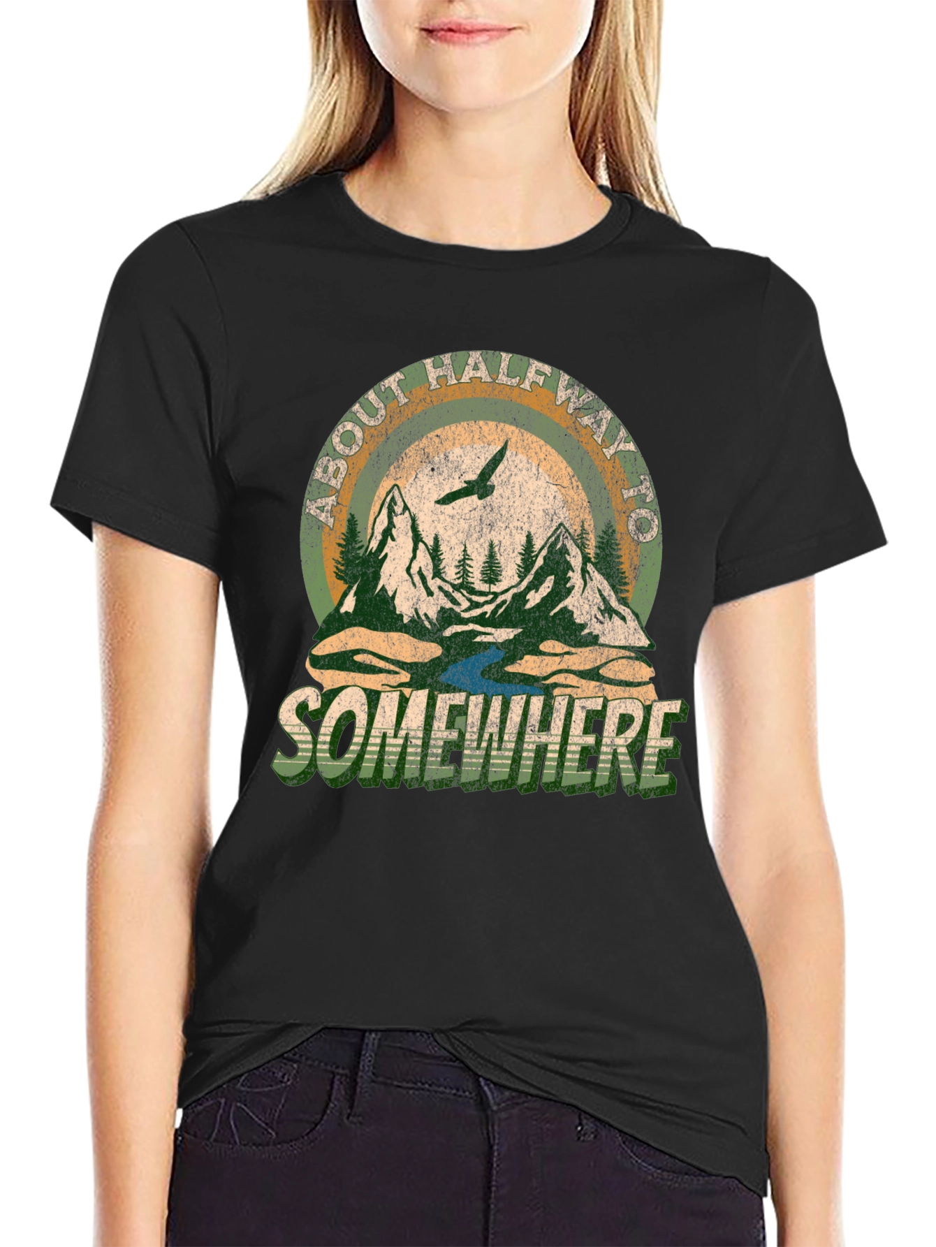 Black About Halfway To Somewhere Graphic Tee - Black view 2