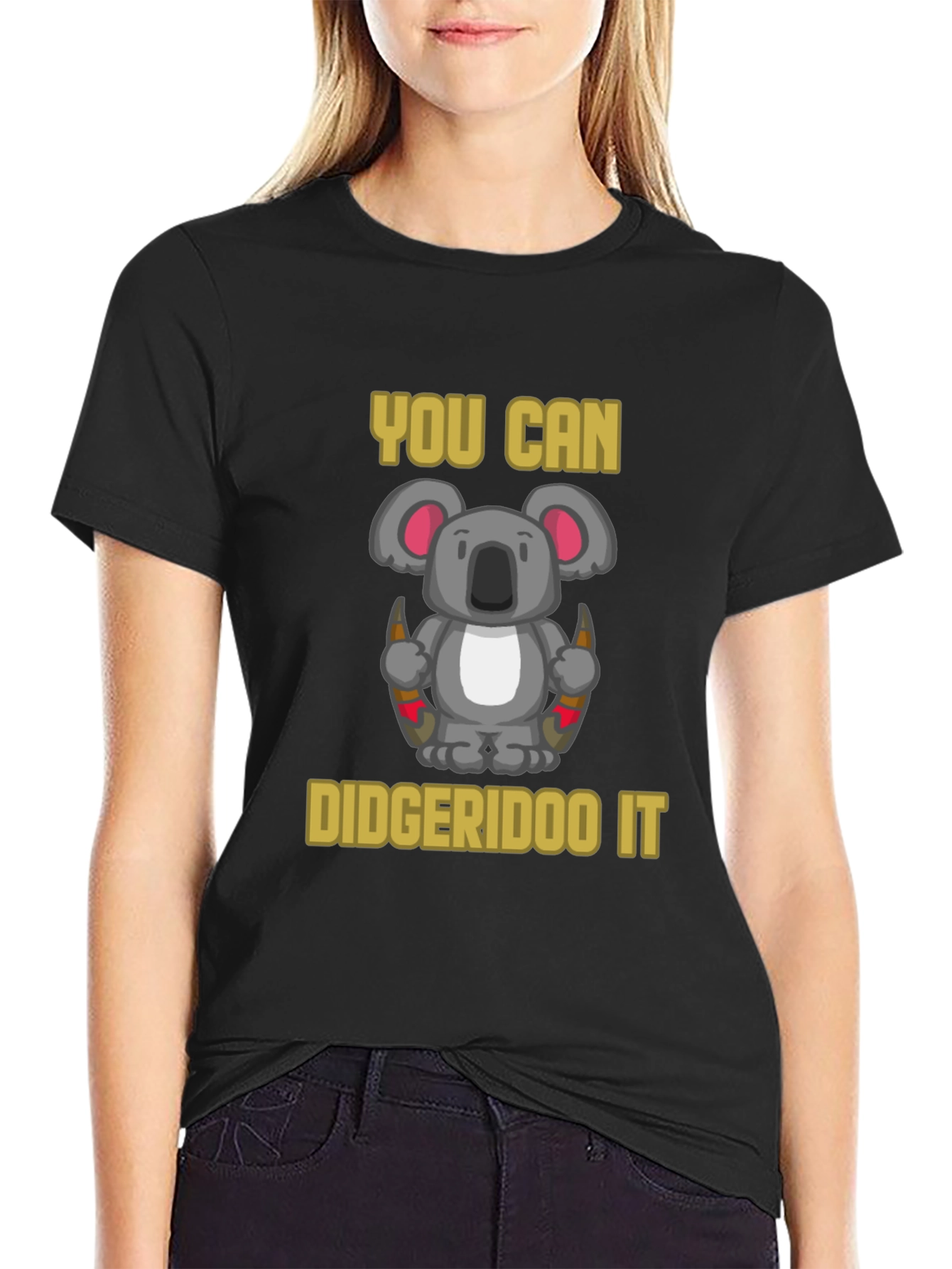 Black You Can Didgeridoo It Koala T-Shirt view 2