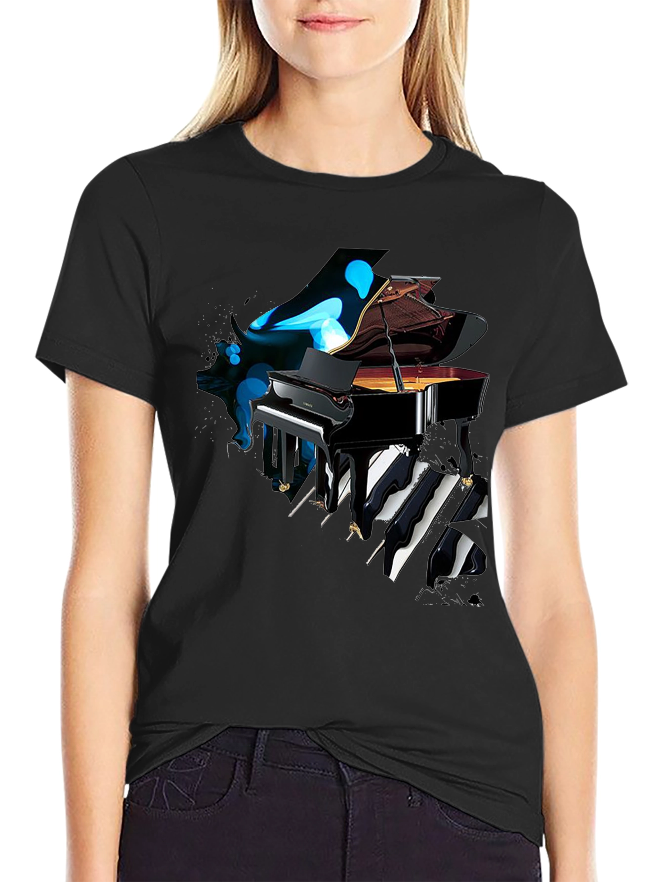 Black Piano Keys T-Shirt - Unique Music Lover Tee view 2