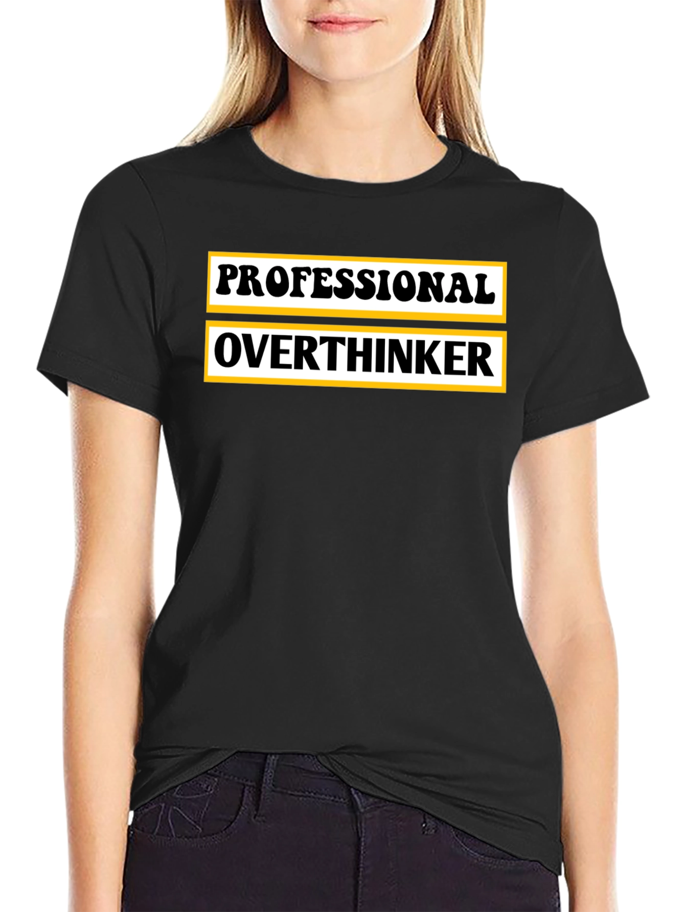 Black Professional Overthinker Graphic T-Shirt view 2