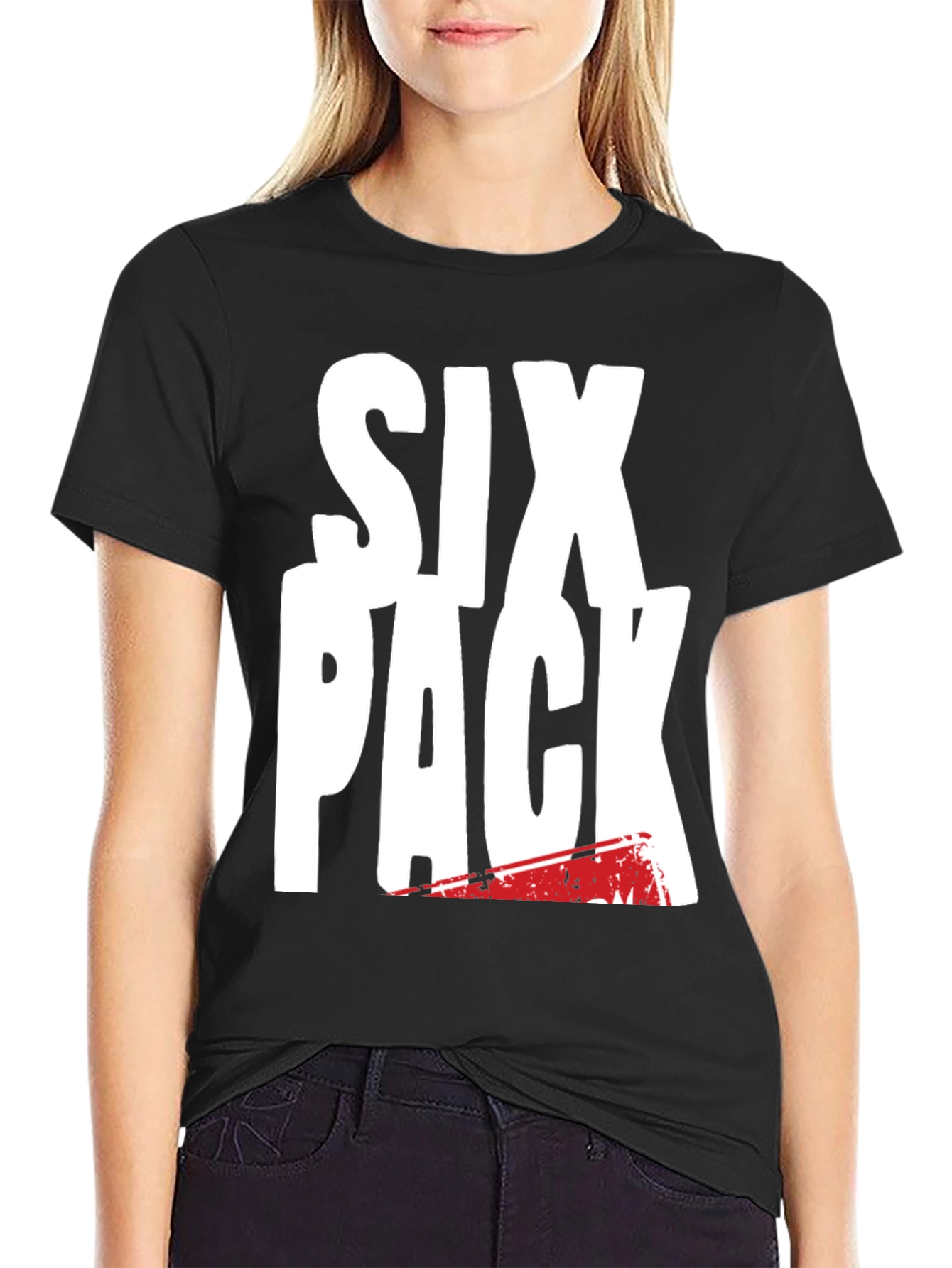 Black Six Pack Graphic Tee - Black Cotton T-Shirt view 2
