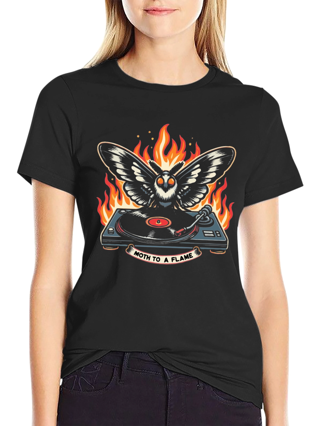 Black Moth to a Flame Graphic T-Shirt view 2