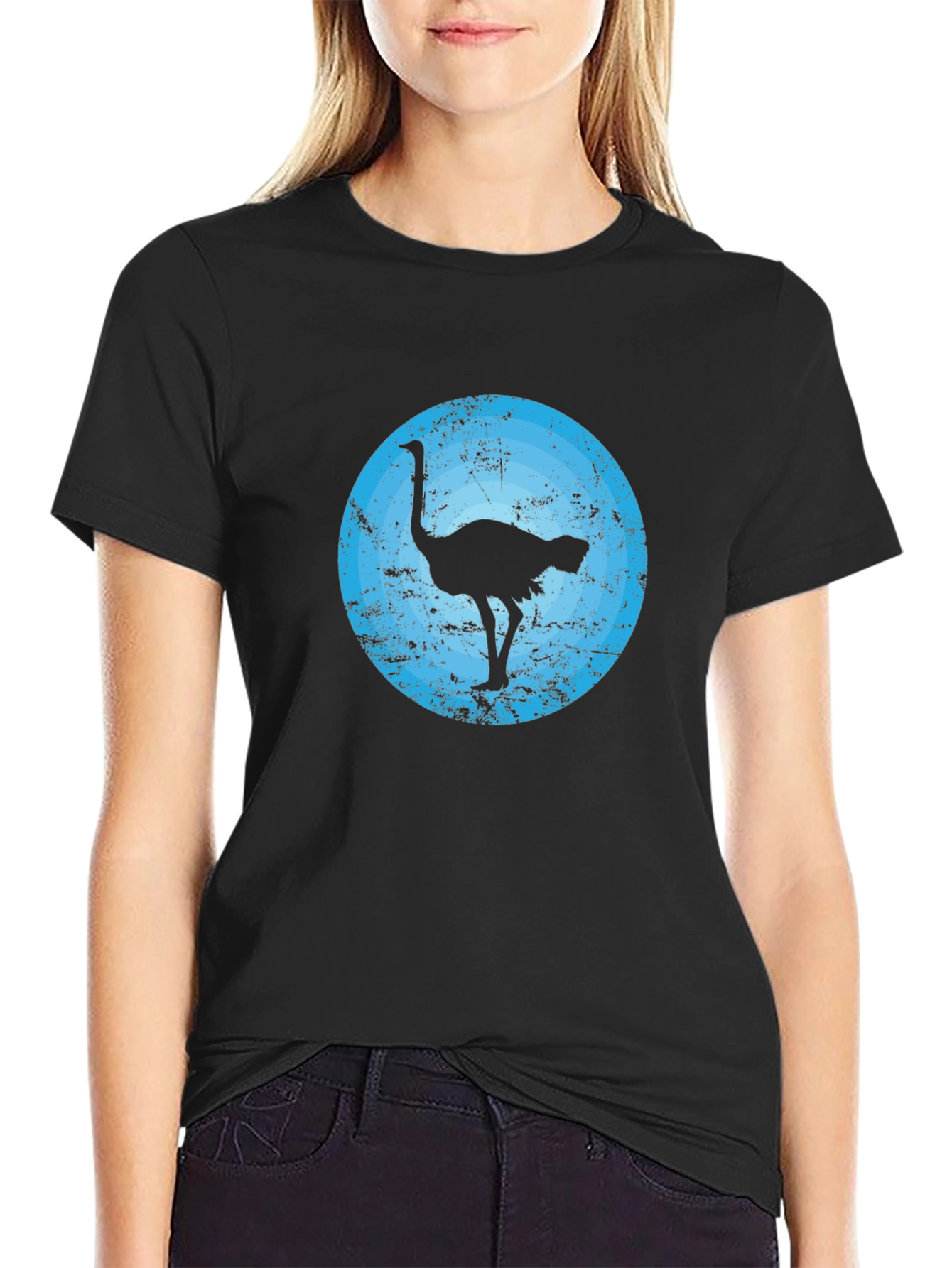 Black Ostrich Silhouette Graphic Tee - Men's Black T-Shirt view 2