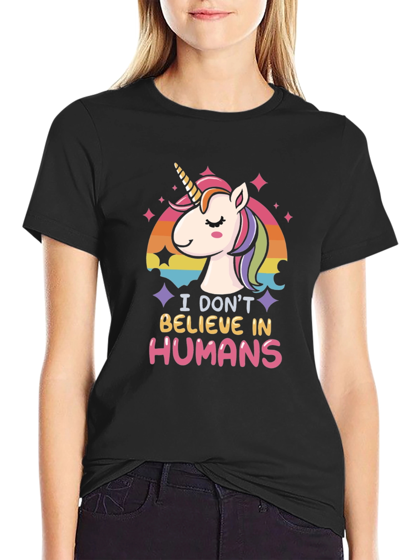 Black Unicorn 'I Don't Believe in Humans' Graphic Tee view 2