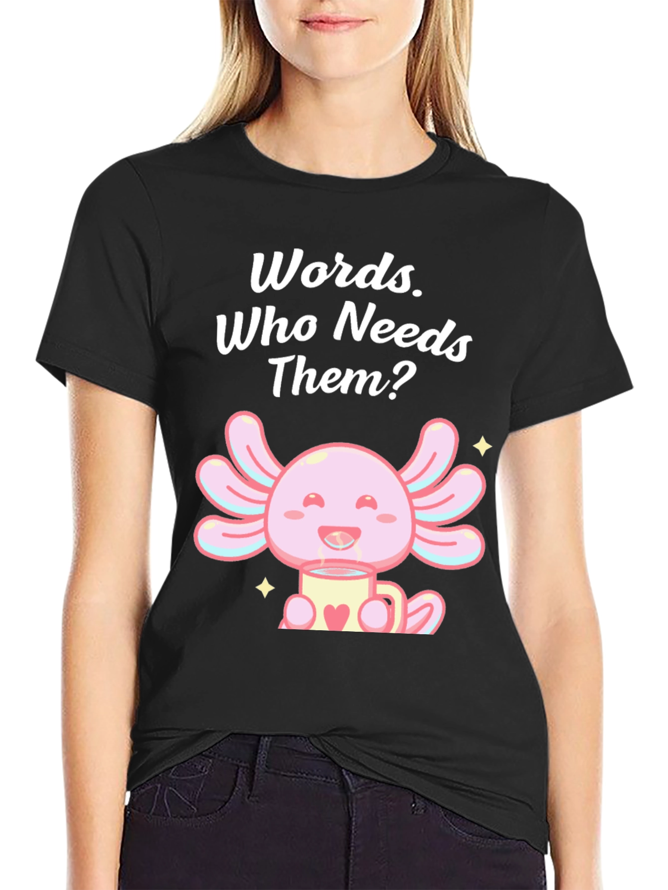 Black Words? Who Needs Them? Axolotl T-Shirt view 2