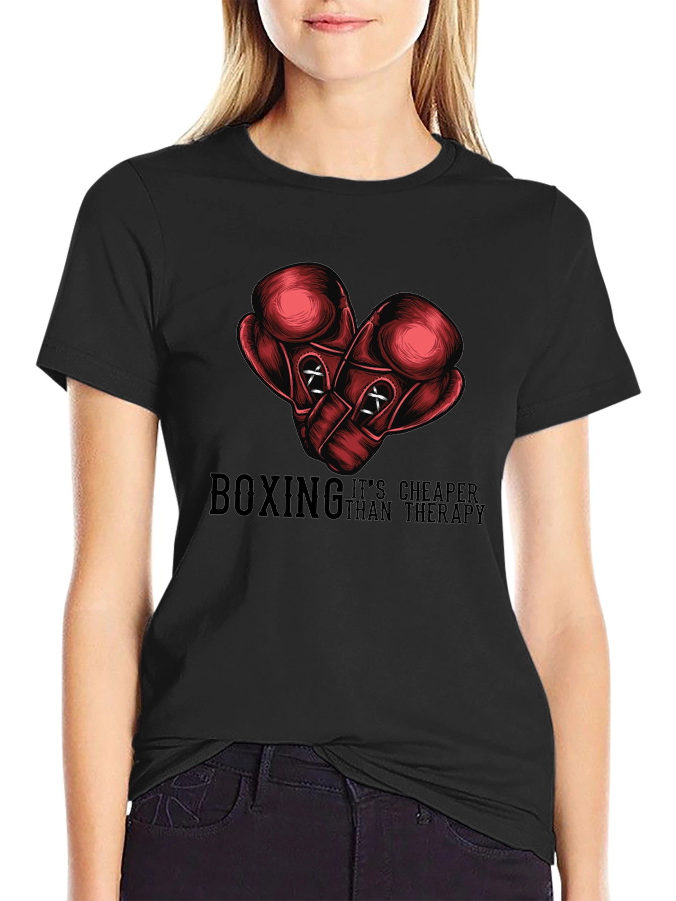 Black Boxing Cheaper Than Therapy Graphic Tee view 2