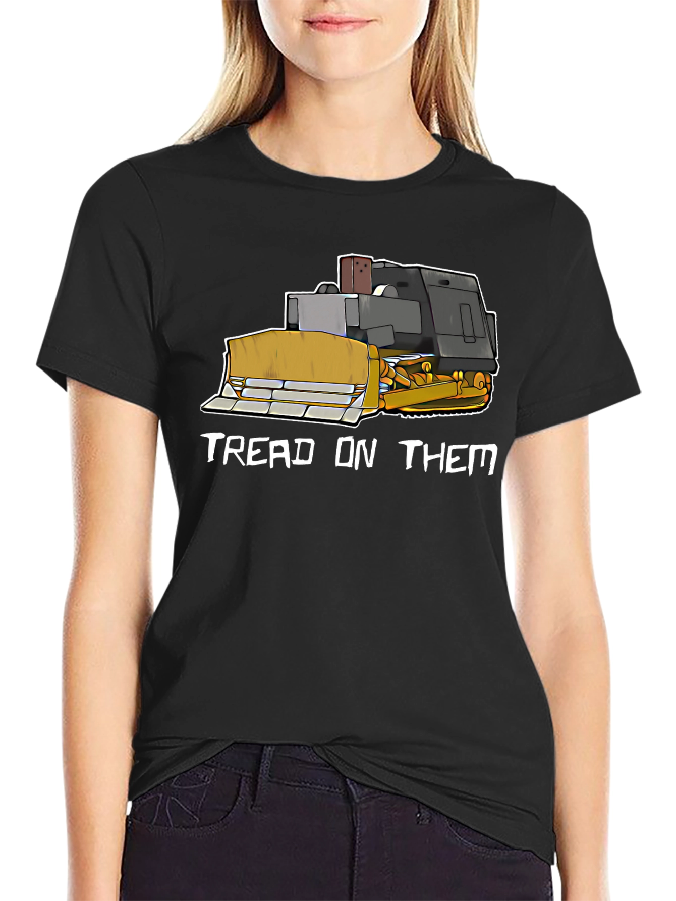 Black Tread On Them Funny Bulldozer T-Shirt view 2
