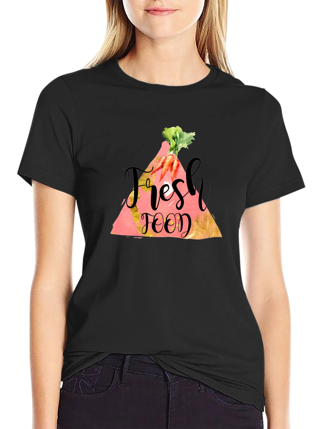 Black Fresh Food Carrot Graphic Tee - Unisex Black T-Shirt view 2