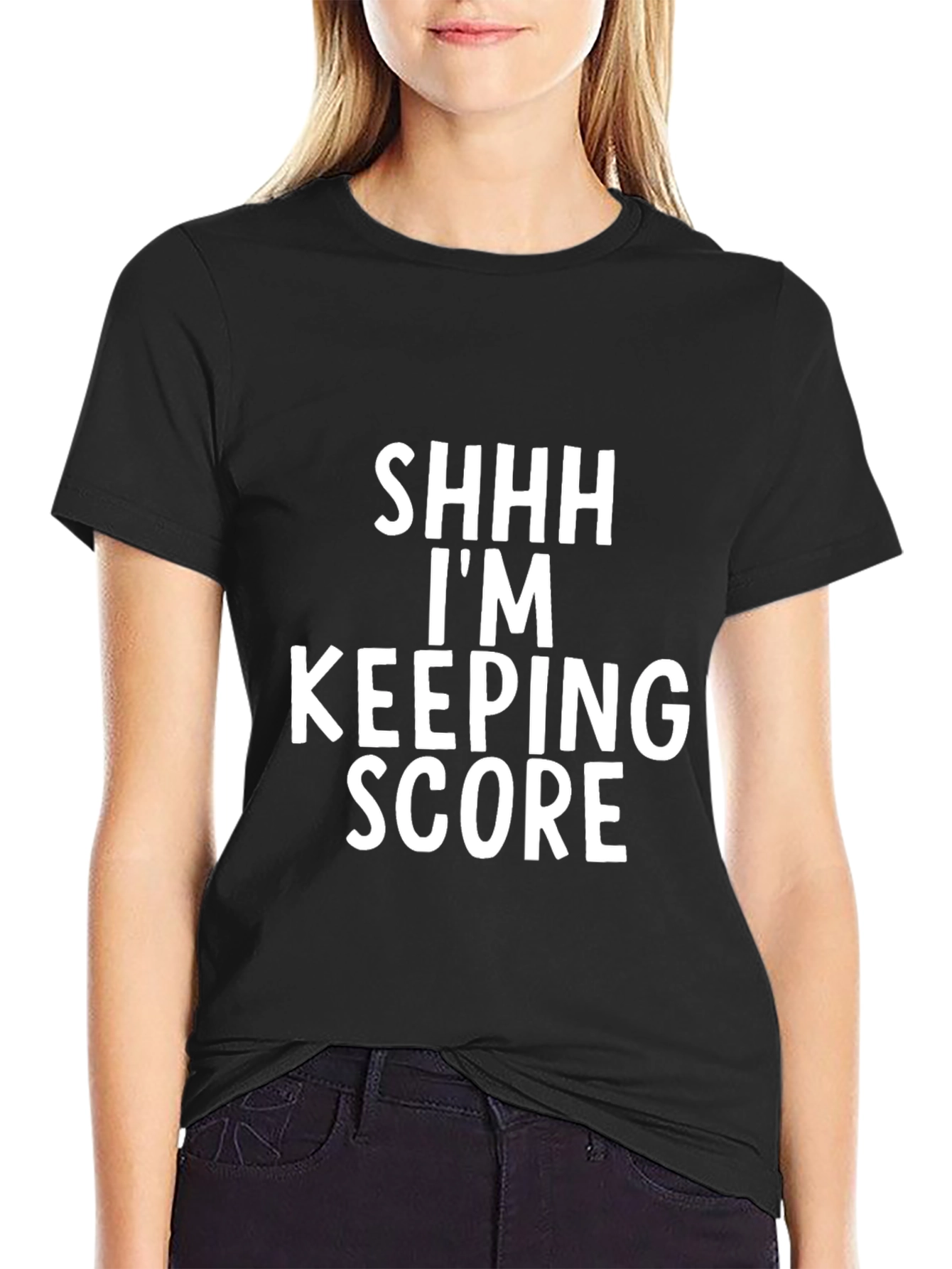 Black Shhh I'm Keeping Score - Novelty Graphic Tee view 2
