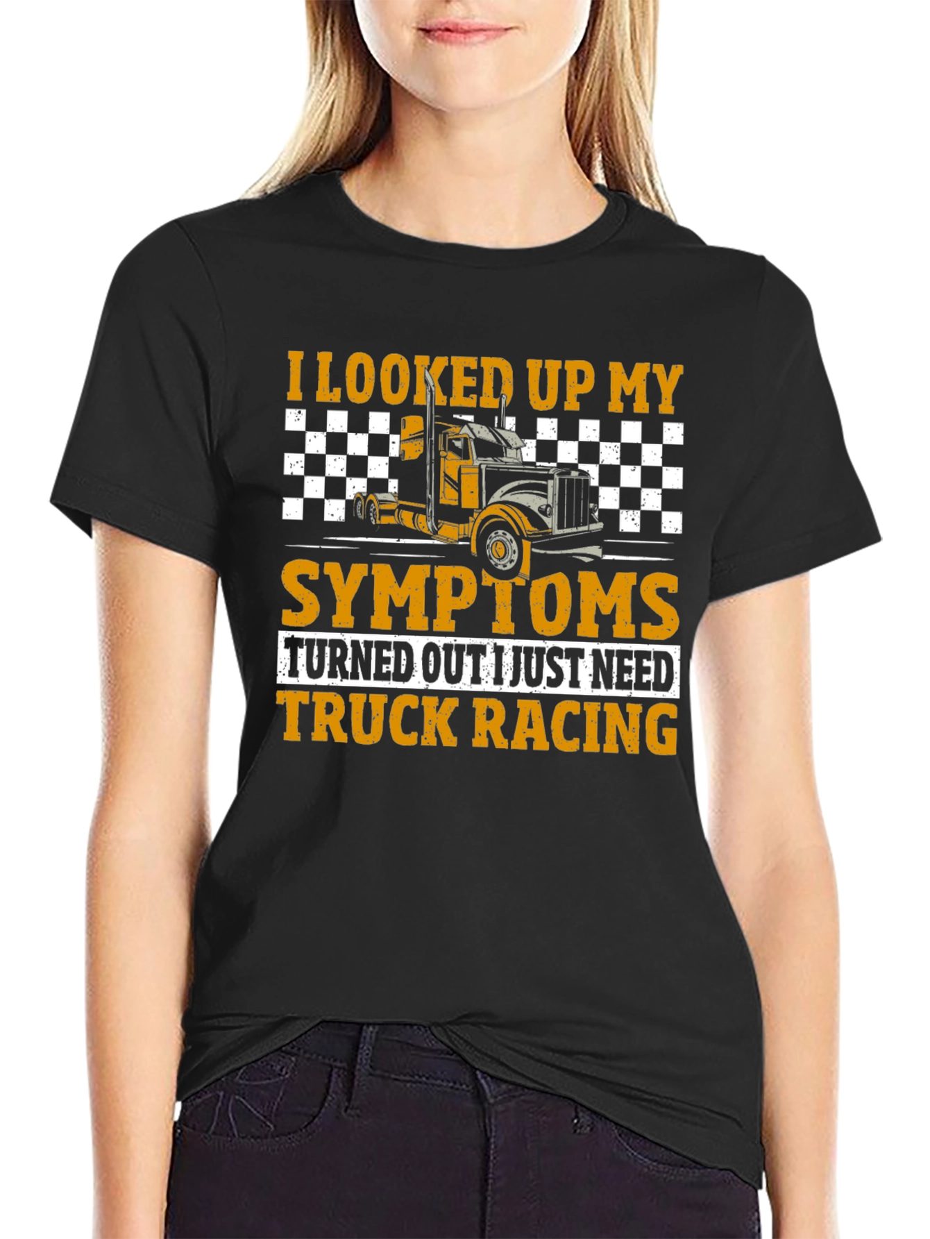Black Truck Racing T-Shirt - Symptom Relief Funny Tee view 2