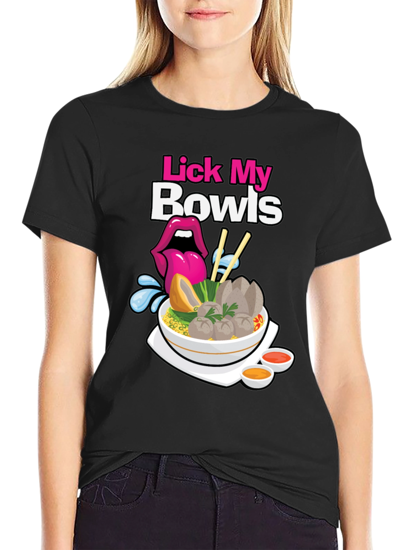Black Lick My Bowls Graphic T-Shirt view 2