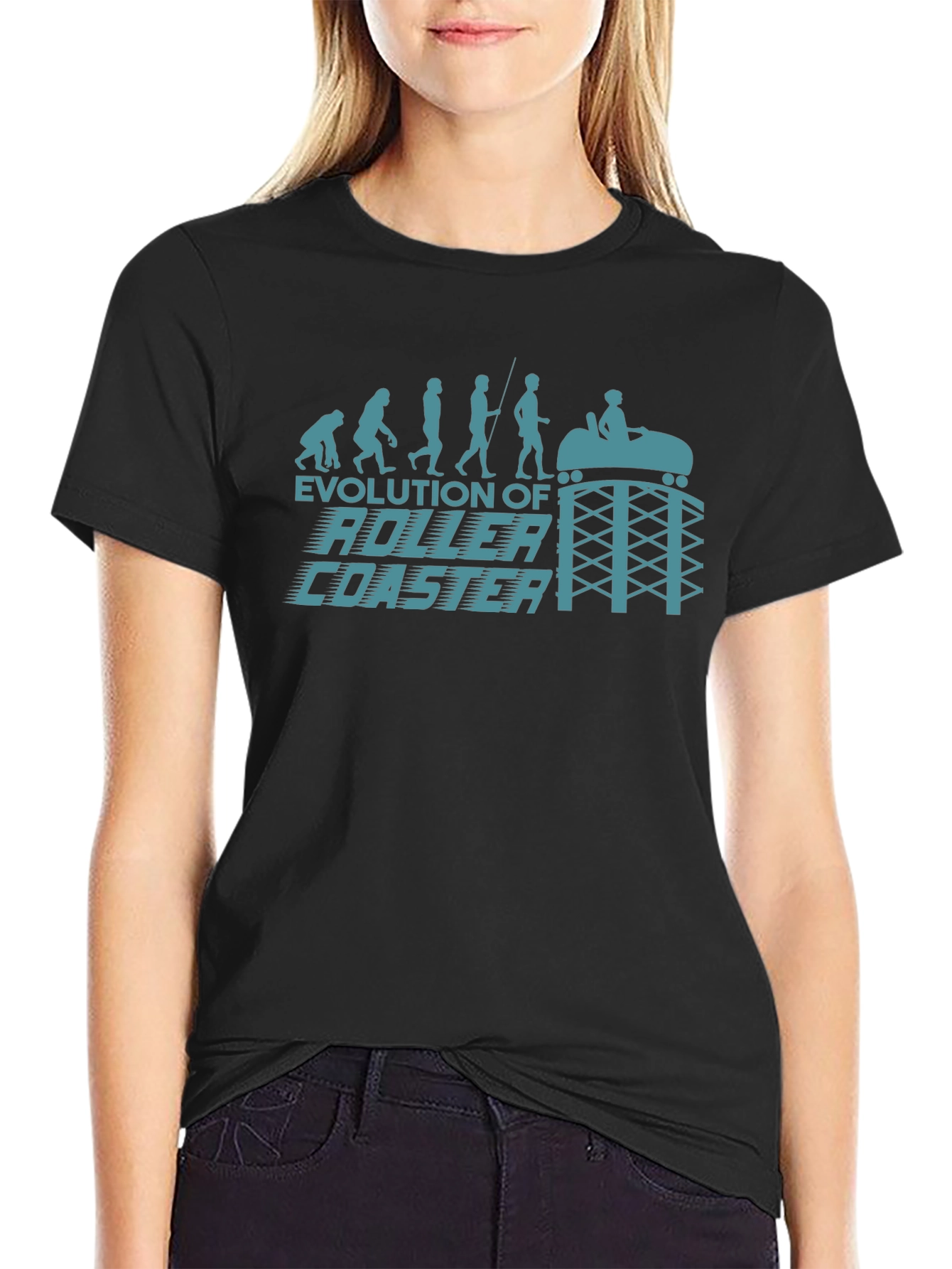 Black Evolution of Roller Coaster Graphic Tee - Black view 2