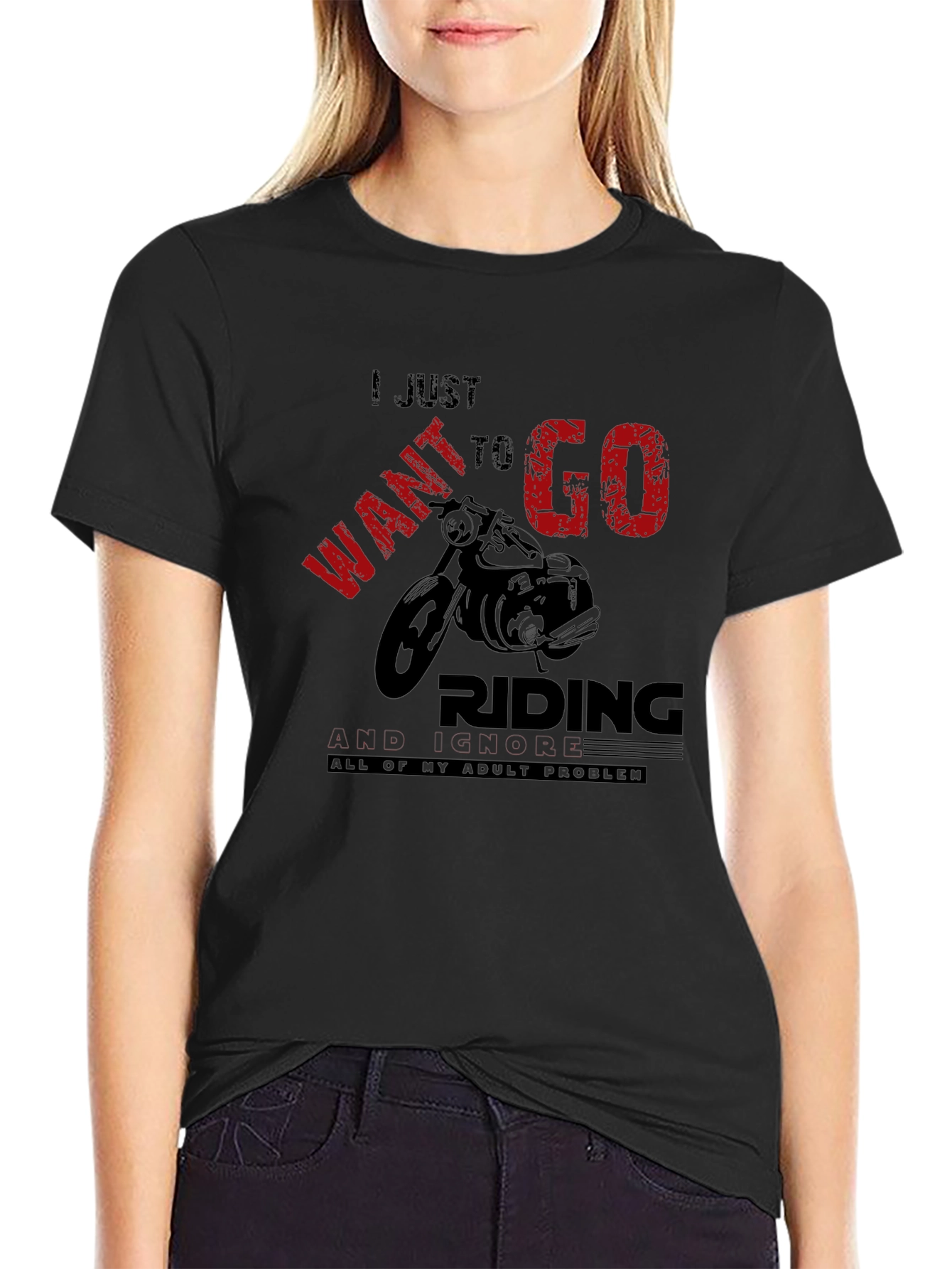 Black I Just Want To Go Riding T-Shirt view 2