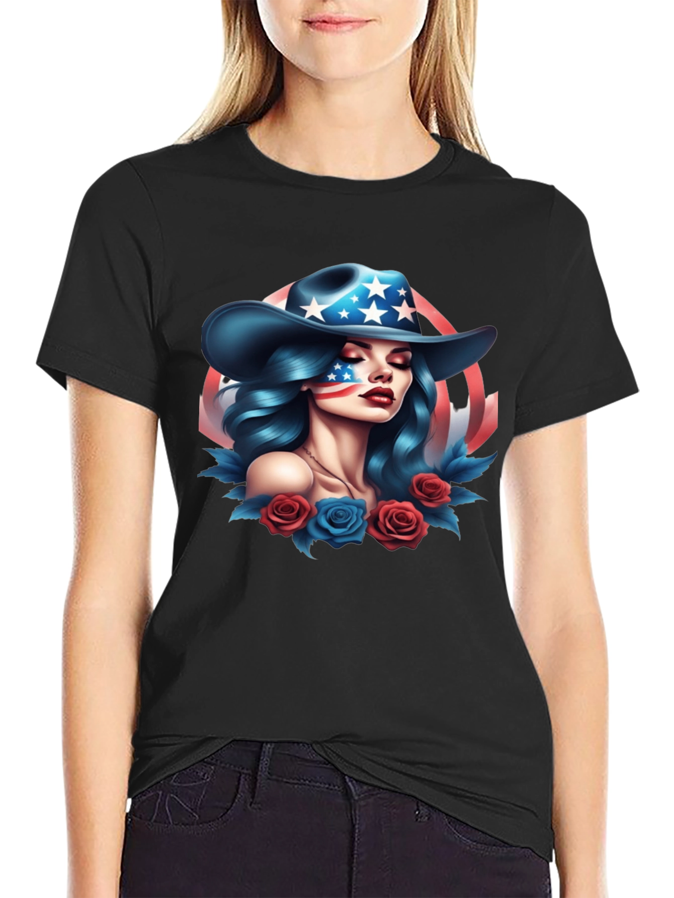 Black American Girl Graphic Tee - Patriotic Style view 2