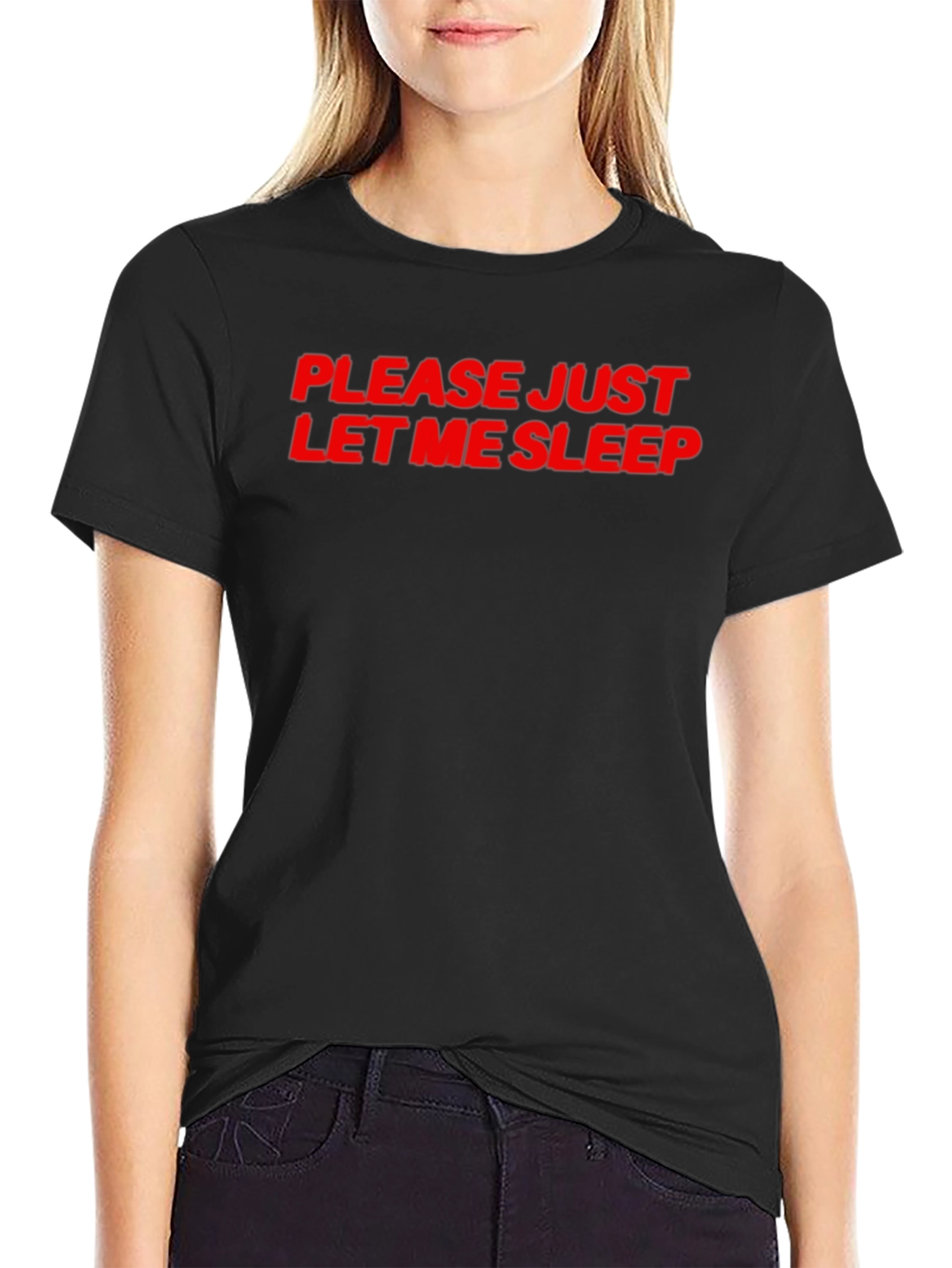 Black Please Let Me Sleep T-Shirt - Black Cotton Tee view 2