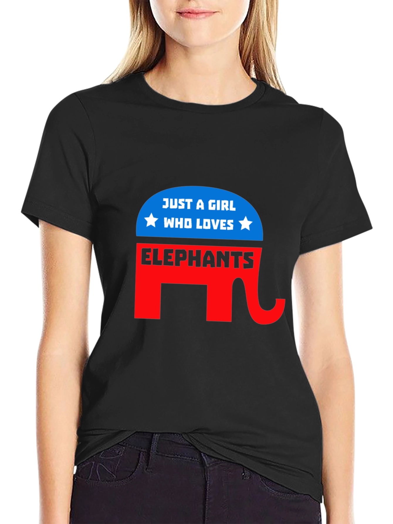 Black Girl Loves Elephants T-Shirt view 2