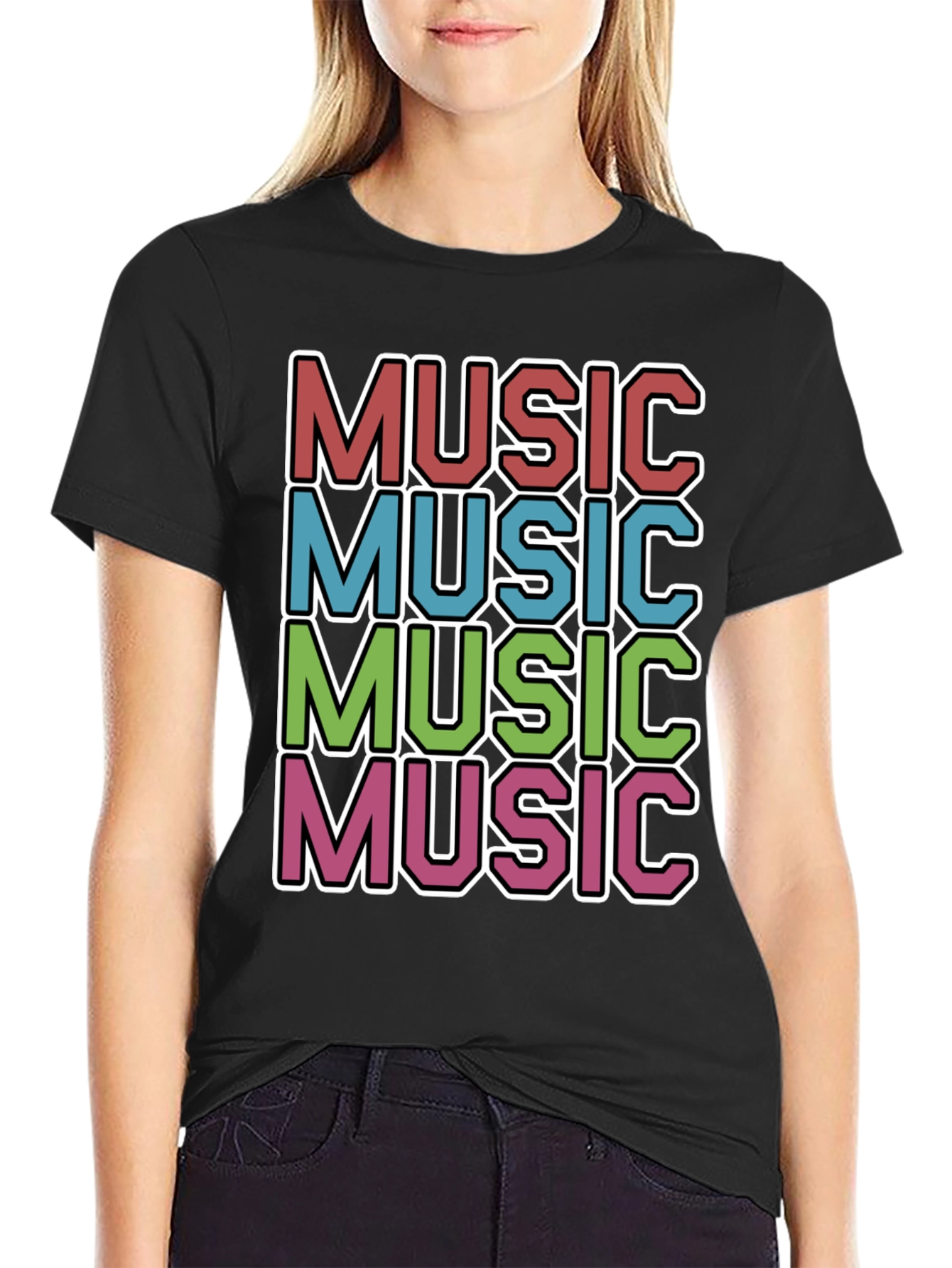 Black Retro Music T-Shirt view 2