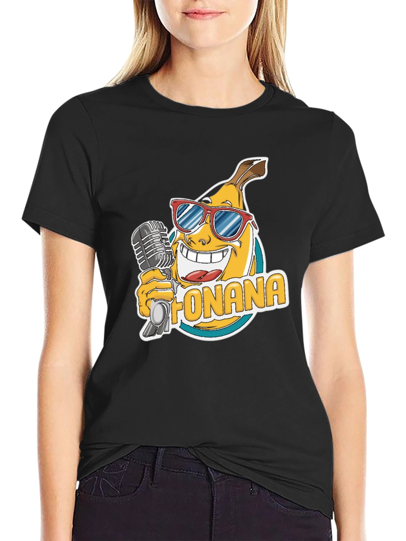 Black Funky Banana T-Shirt - Black Cotton Blend view 2