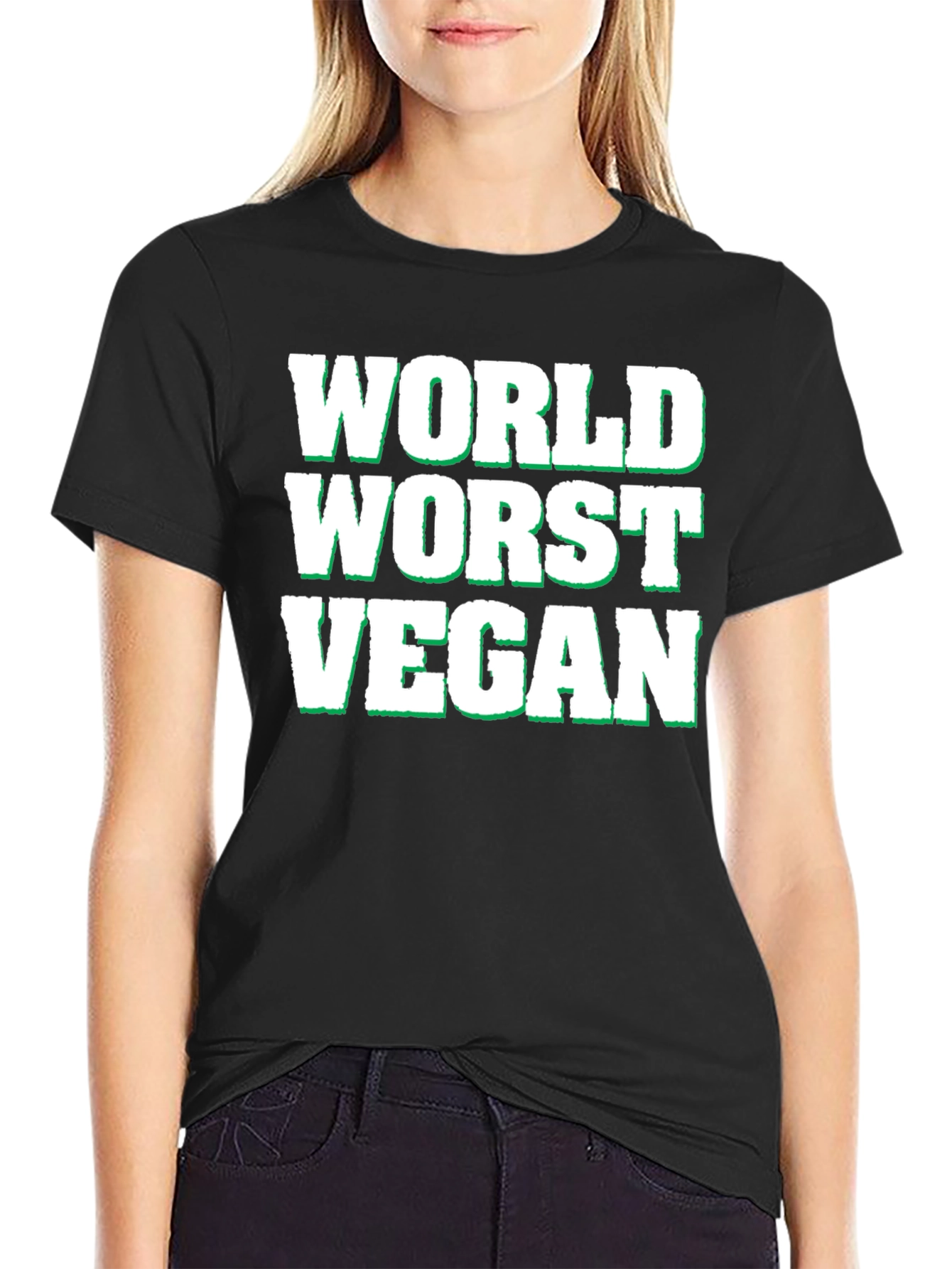 Black World's Worst Vegan T-Shirt - Funny Novelty Tee view 2