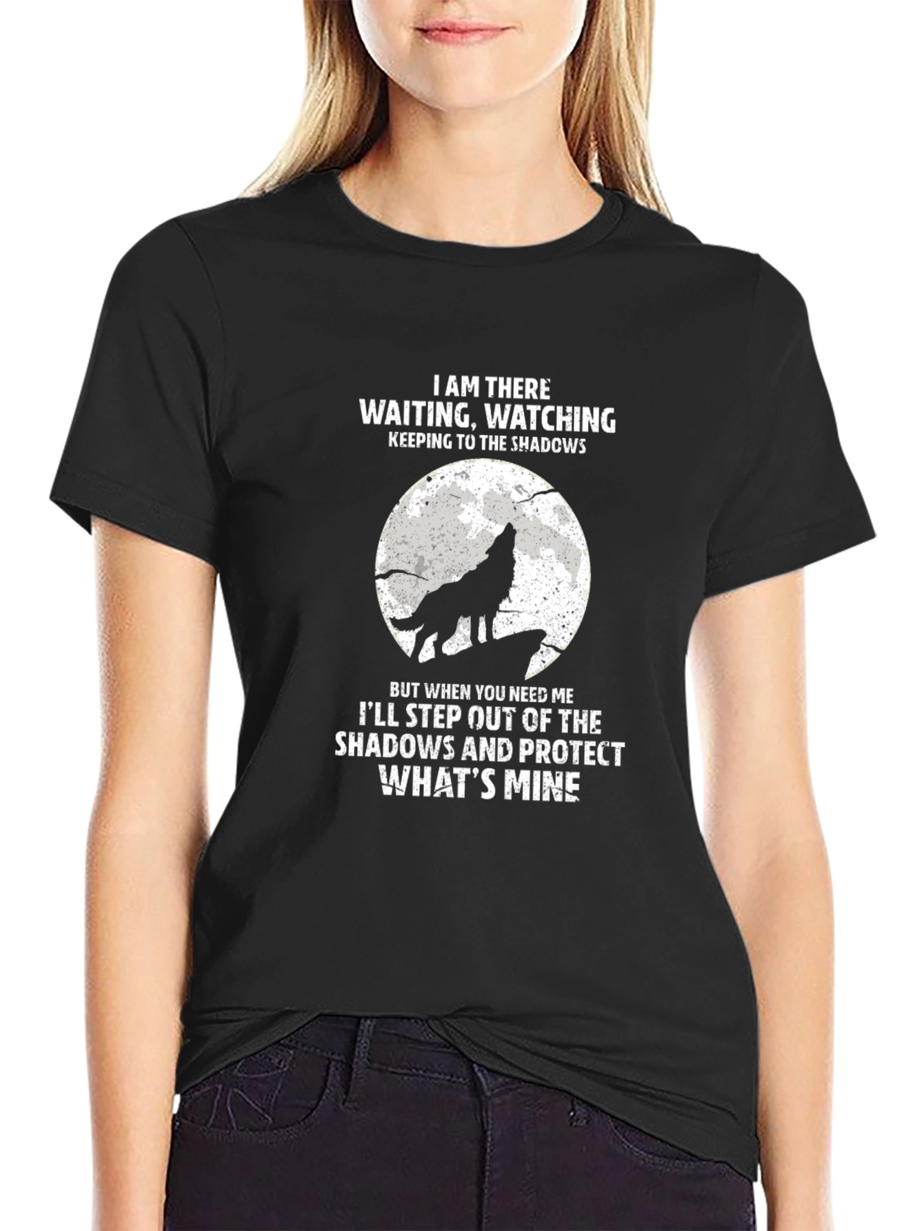 Black Wolf Shadows T-Shirt - Protect What's Mine view 2