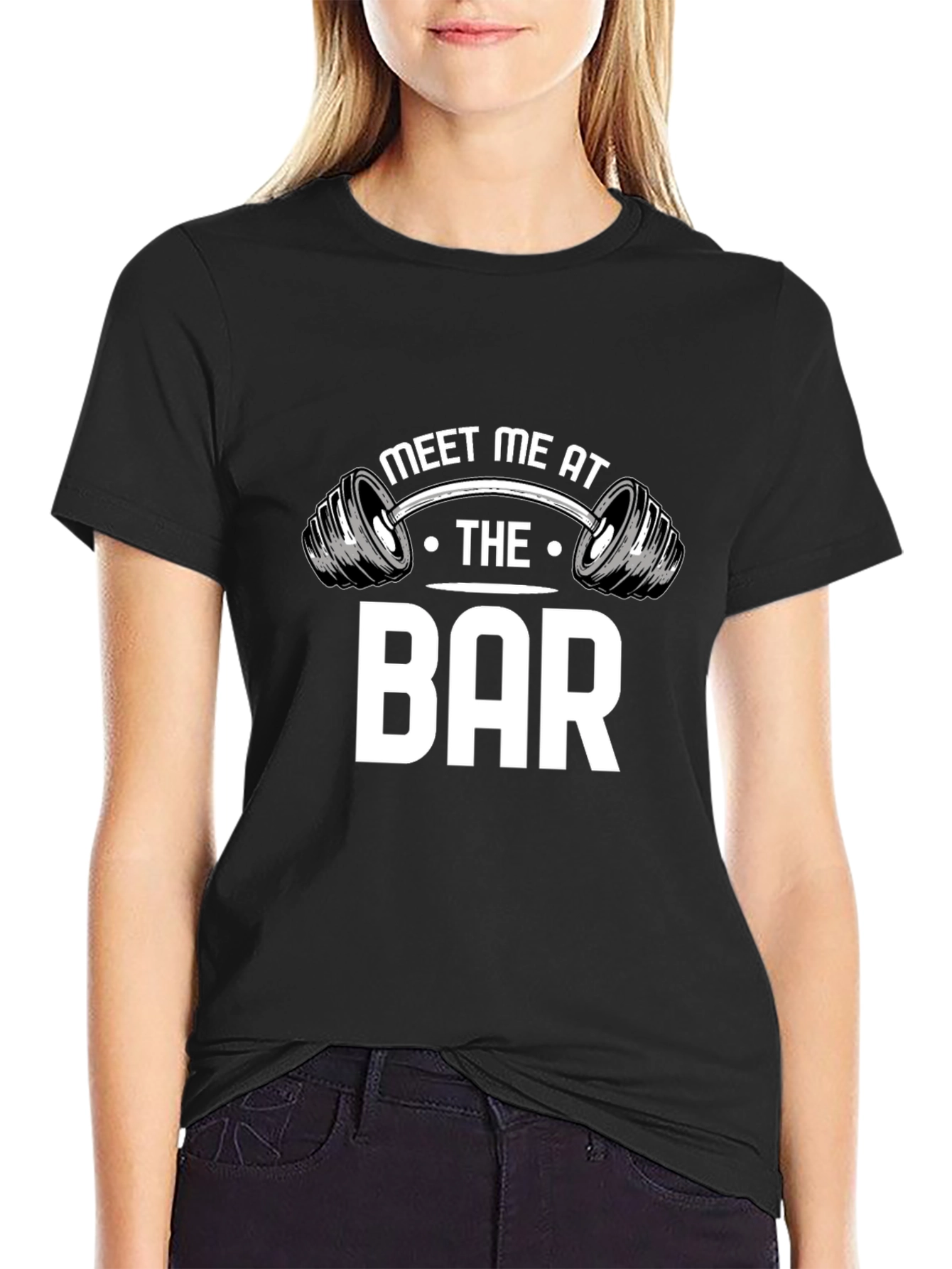 Black Meet Me at The Bar T-Shirt - Funny Gym Workout Tee view 2