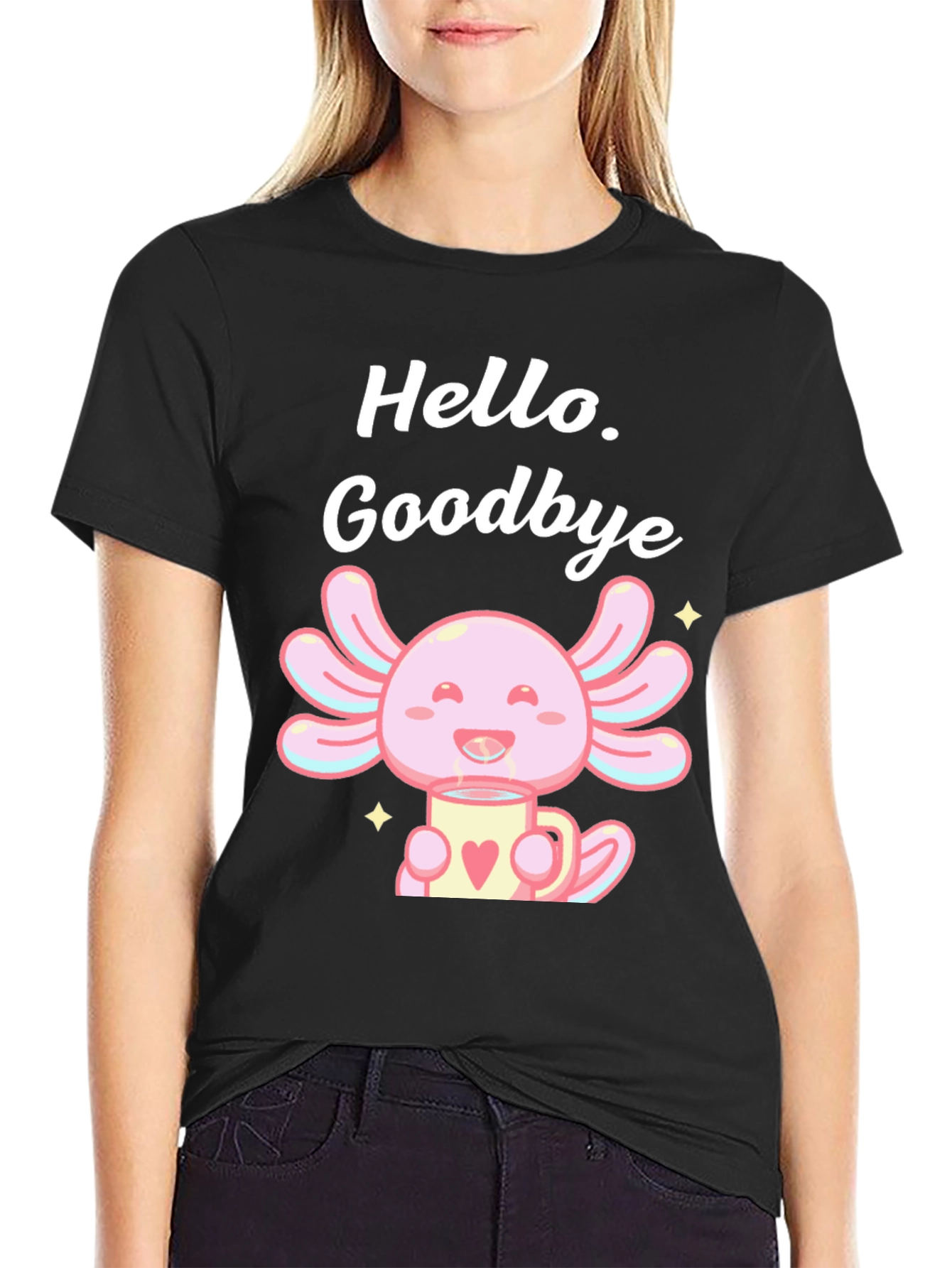 Black Hello Goodbye Axolotl T-Shirt view 2