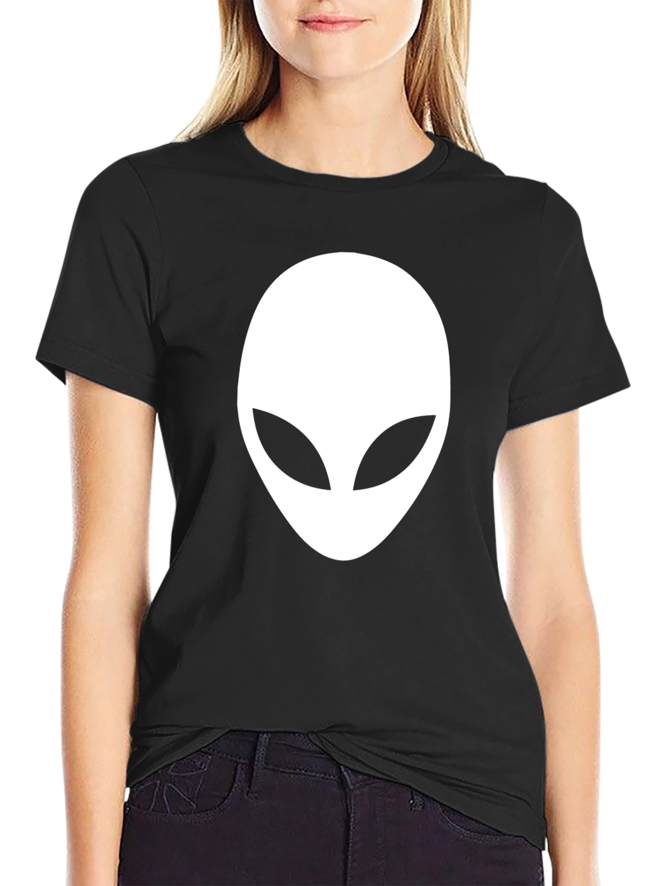 Black Alien Head Graphic Black T-Shirt view 2