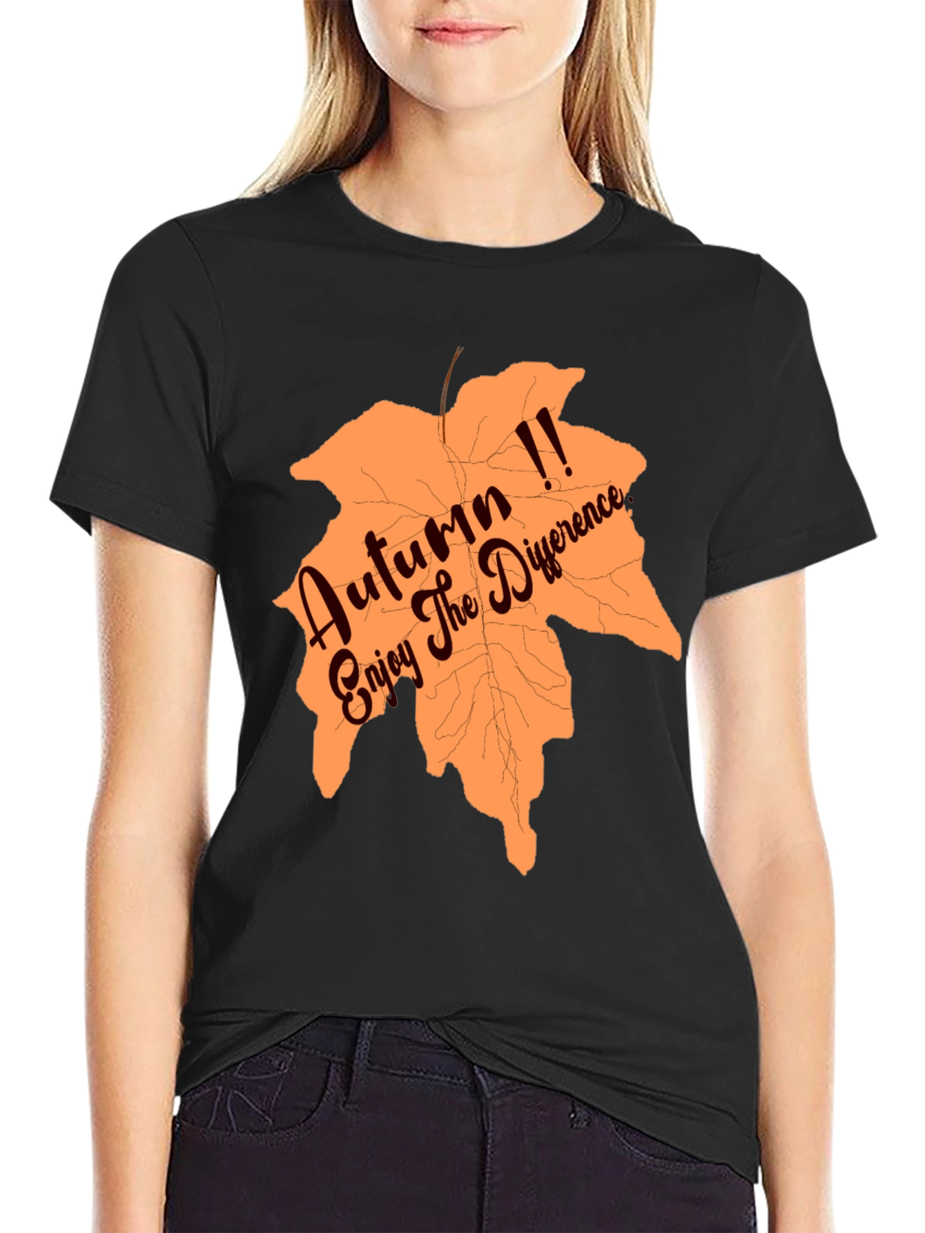 Black Autumn Leaf T-Shirt - Enjoy the Difference! view 2