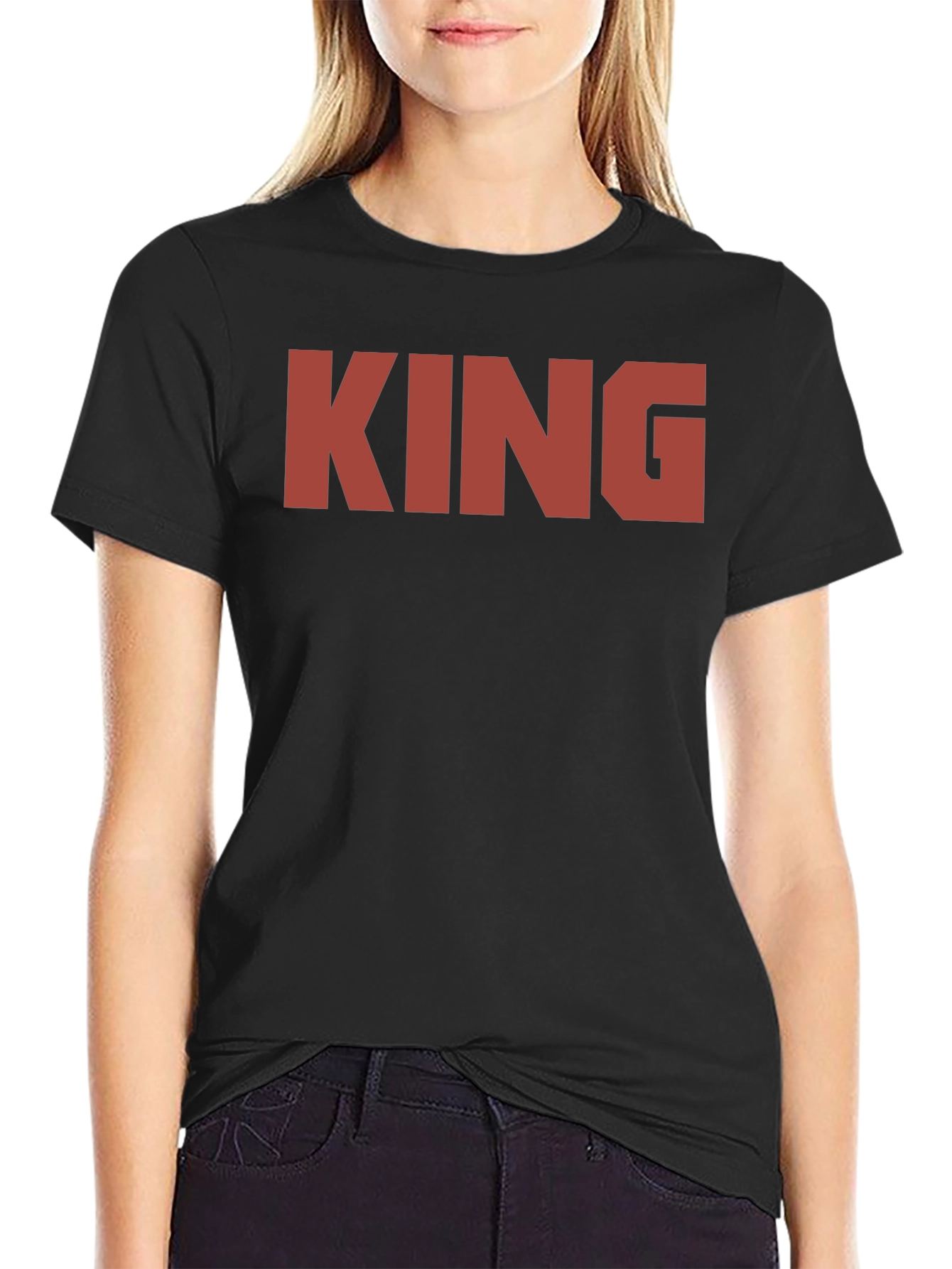 Black Bold King Graphic Tee - Black Crew Neck Shirt view 2