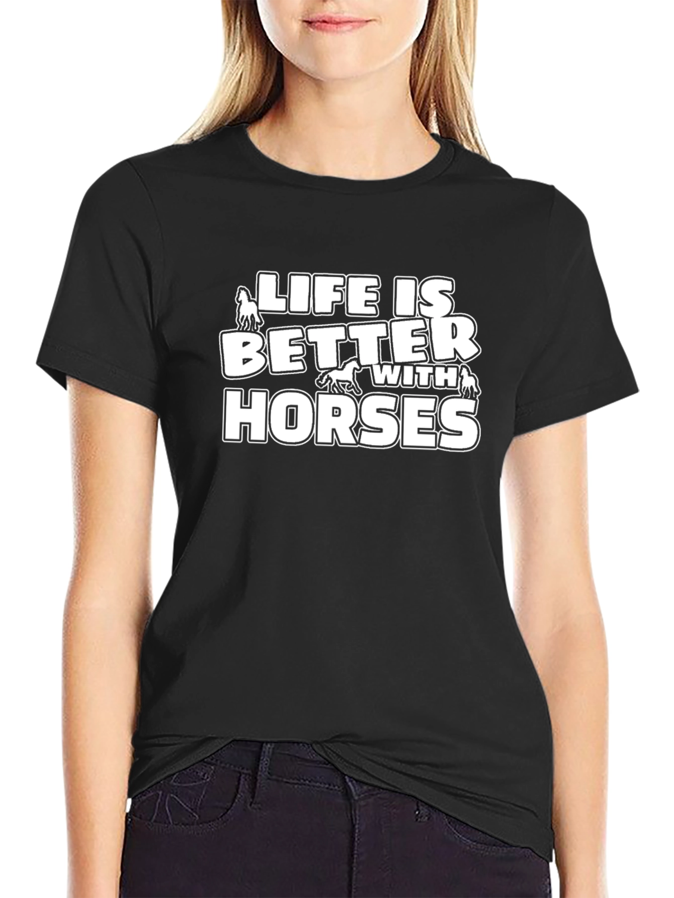 Black Life is Better with Horses Graphic Tee view 2