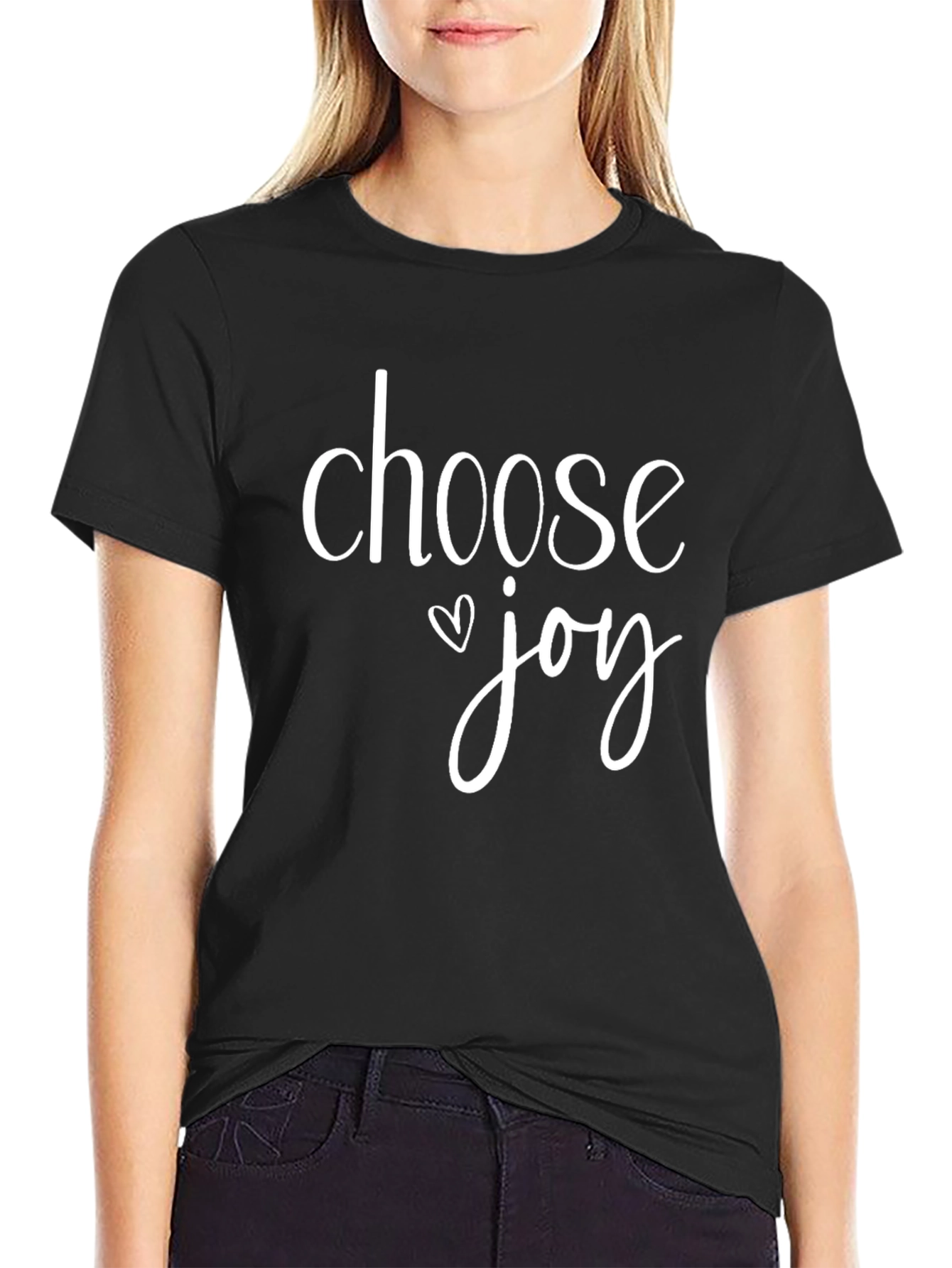 Black Choose Joy Graphic Tee - Inspirational Black T-Shirt view 2