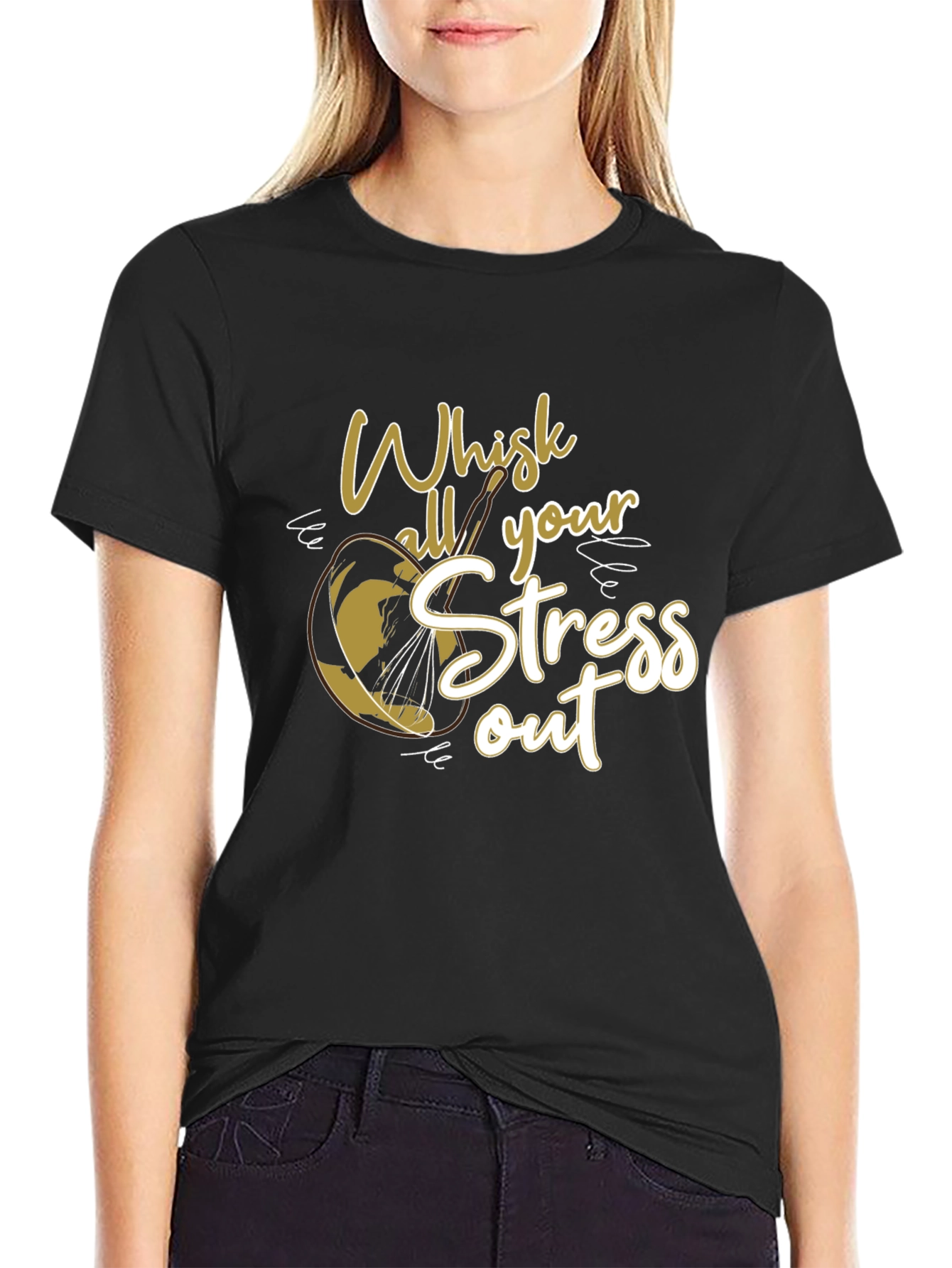 Black Whisk Your Stress Out Graphic T-Shirt view 2