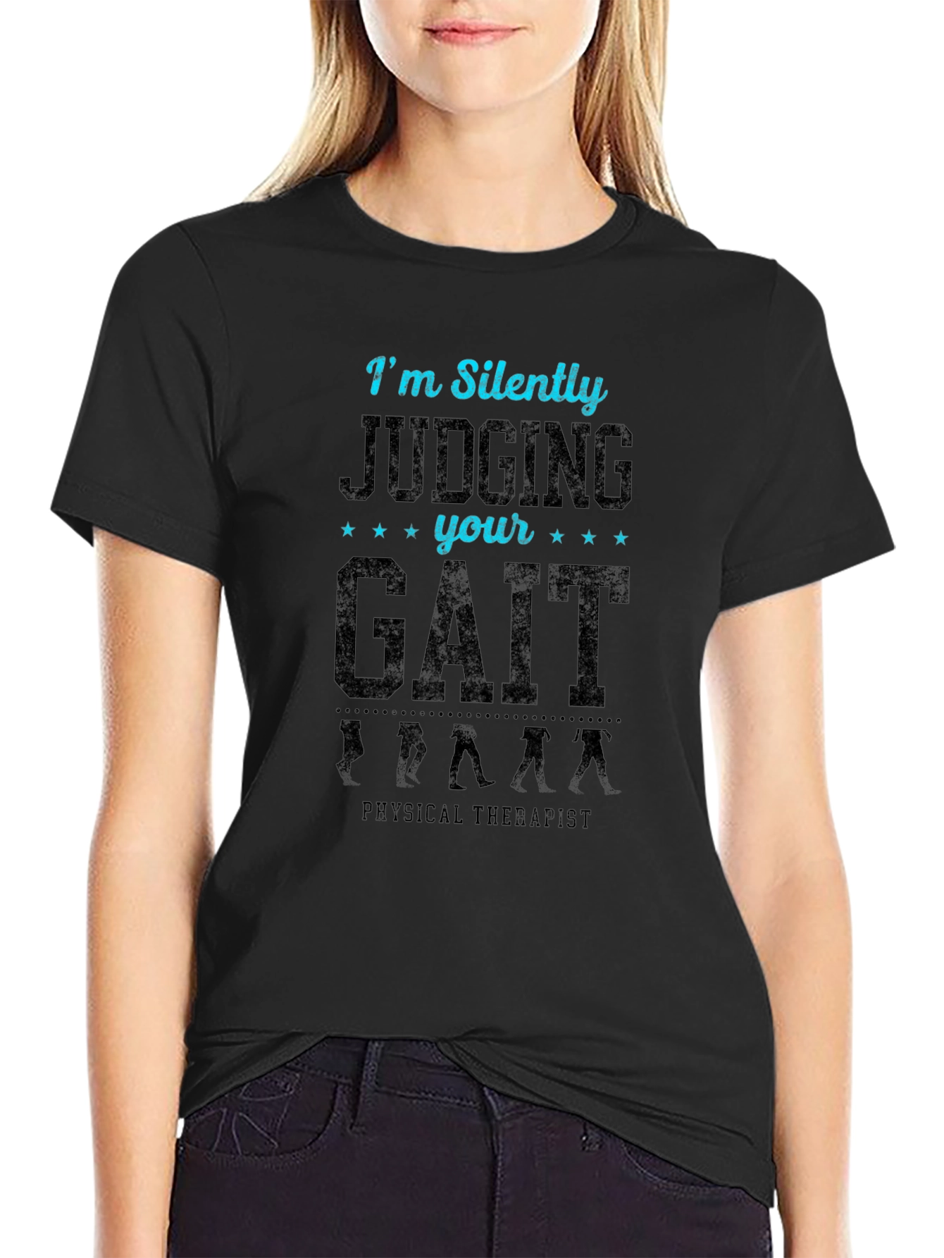 Black Funny Gait Judging Physical Therapist T-Shirt view 2