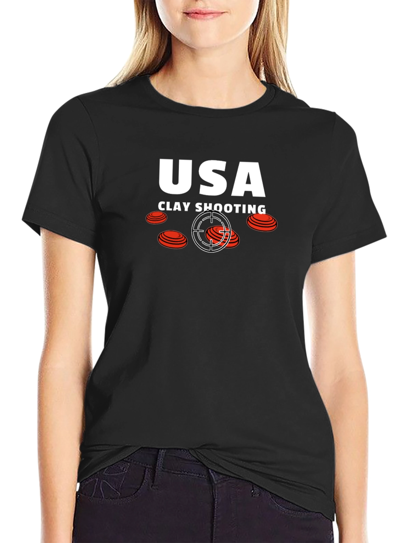 Black USA Clay Shooting T-Shirt - Target Practice Tee view 2