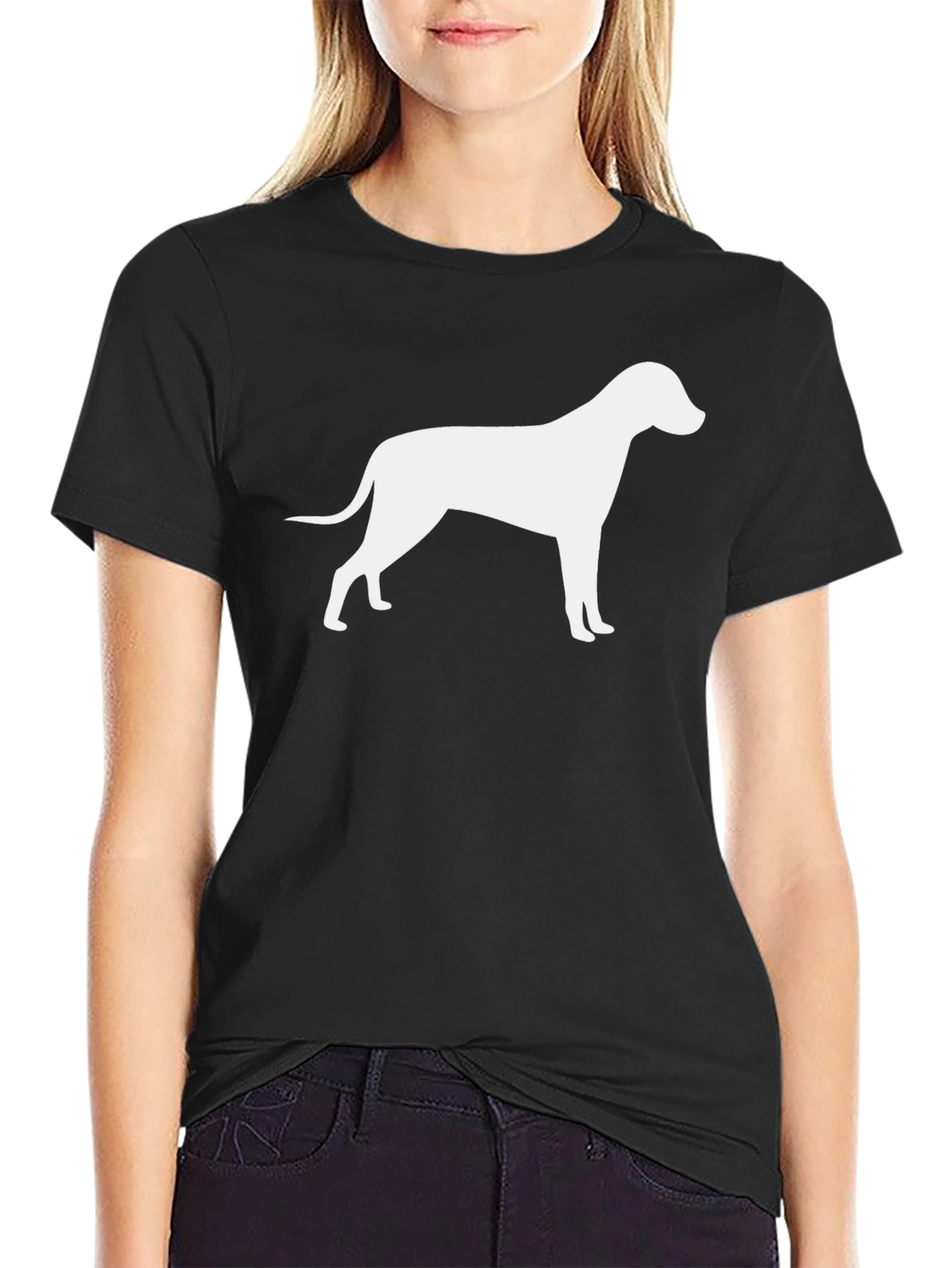 Black Dog Silhouette Tee - Black Casual T-Shirt view 2