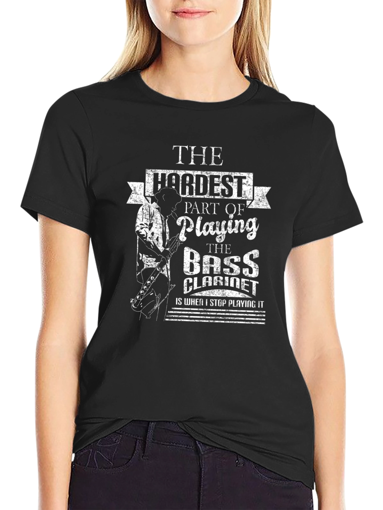 Black Bass Clarinet T-Shirt - Musician Humor view 2