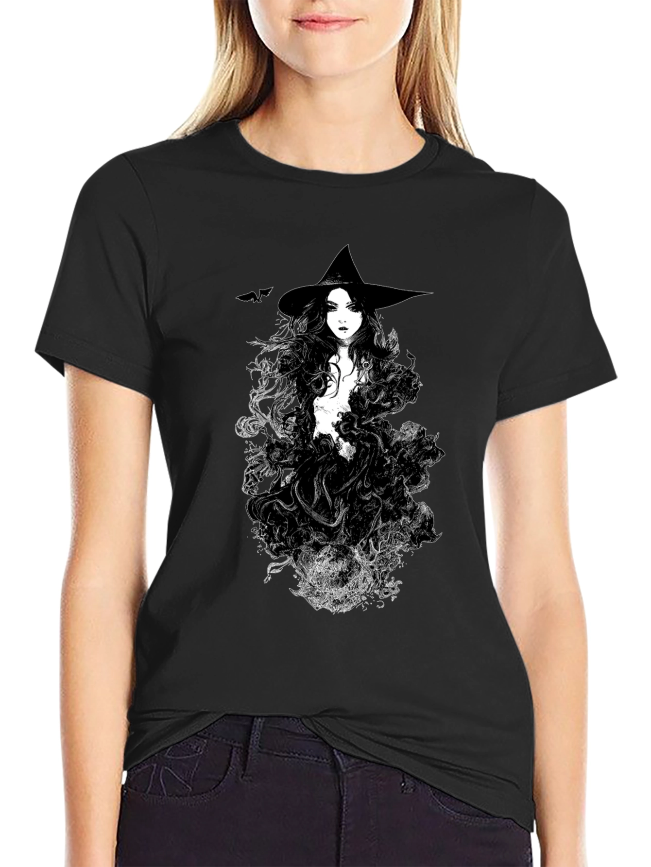Black Witch Graphic Black T-Shirt view 2